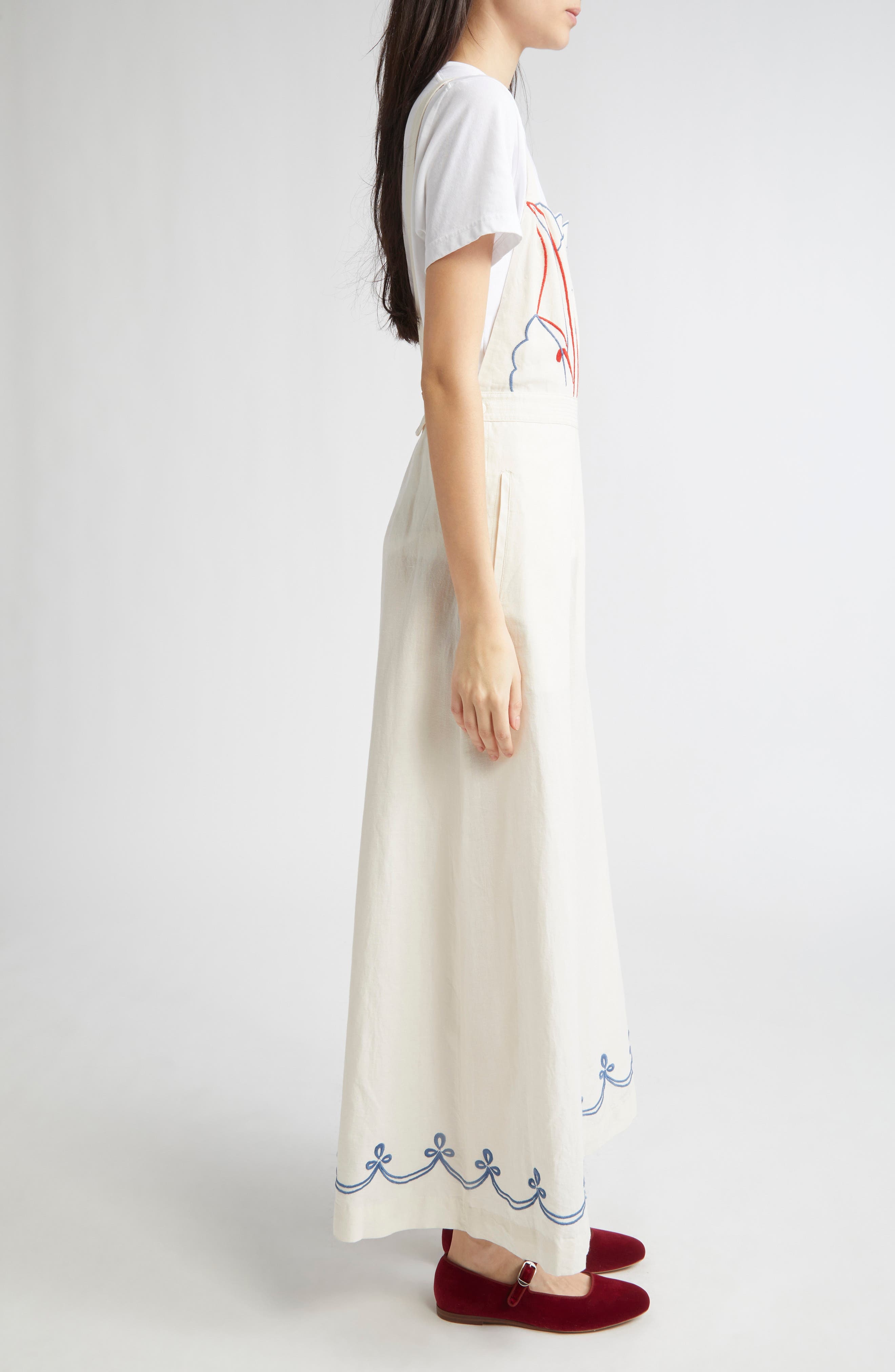 Bode Embroidered Sailboat Cotton & Linen Jumpsuit in White Multi at Nordstrom - 3