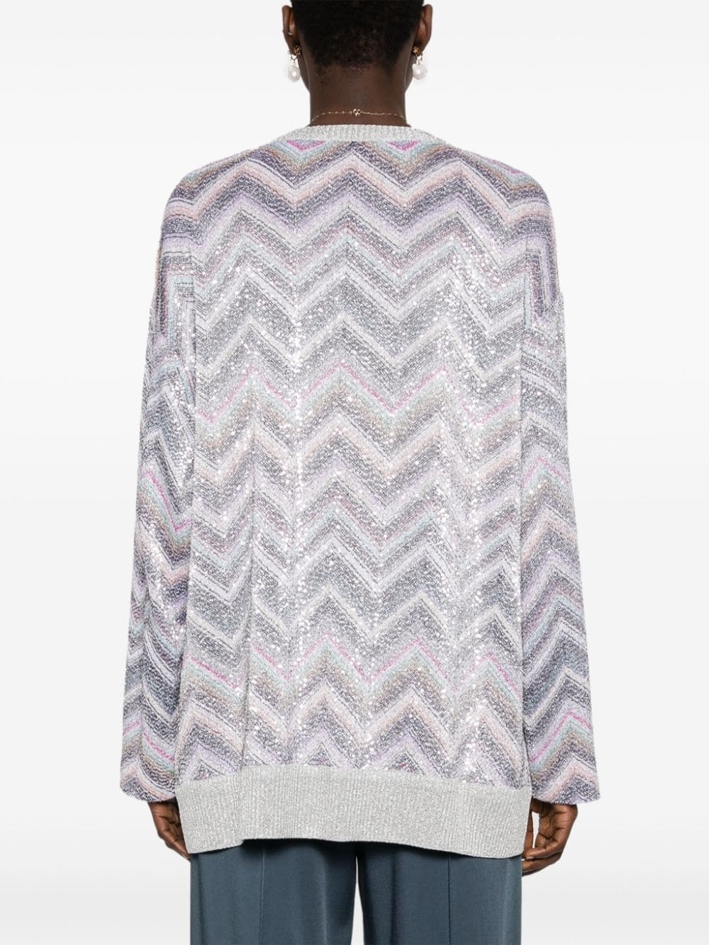 sequinned zigzag cardigan - 4