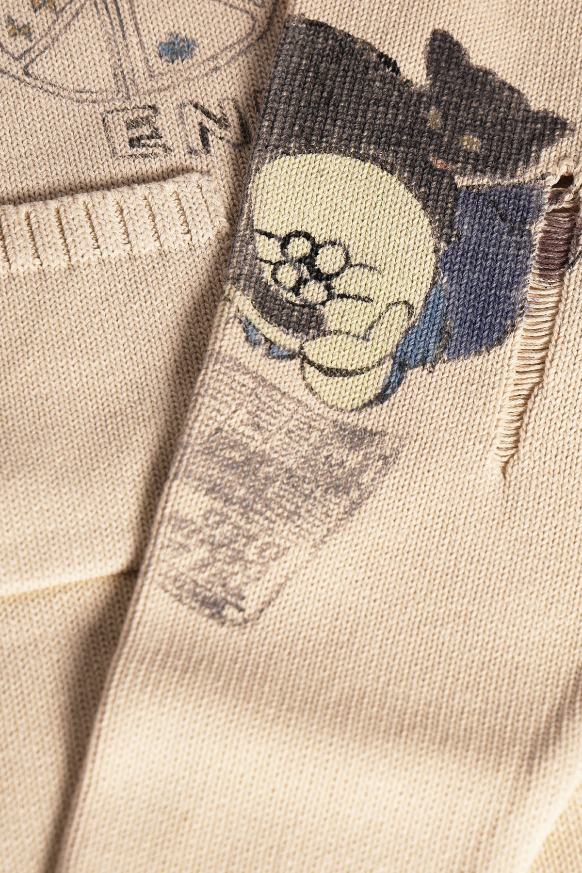 5G Cotton Knit Crew Sweater (Memorial Paint Model) - Natural - 5