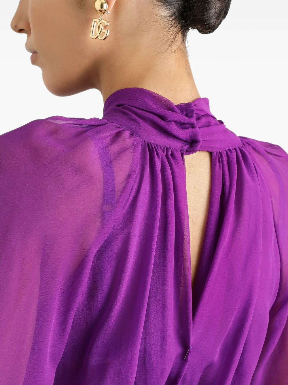 tie-neck pleated dress - 4