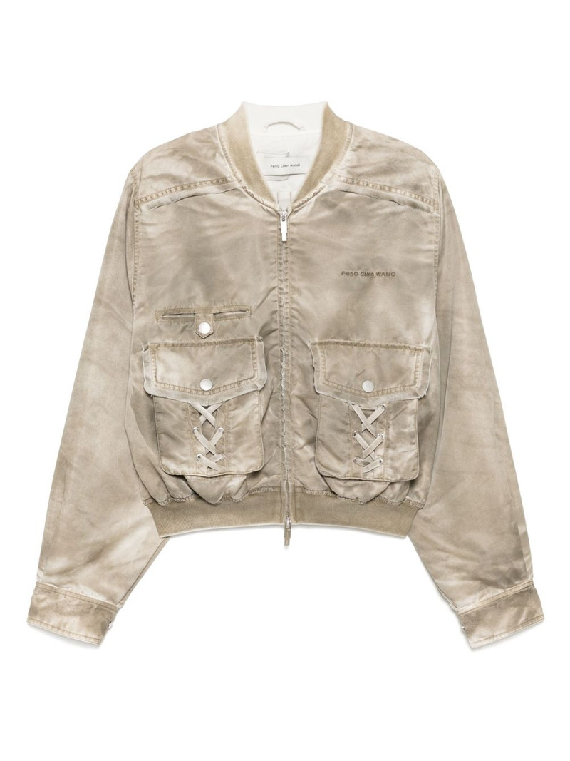 logo-embroidered bomber jacket 1