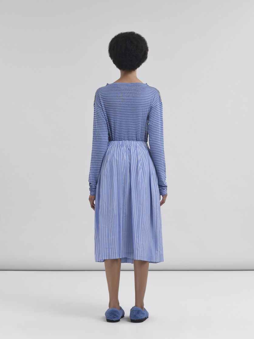 WIDE SKIRT IN STRIPED BLUE POPLIN - 3