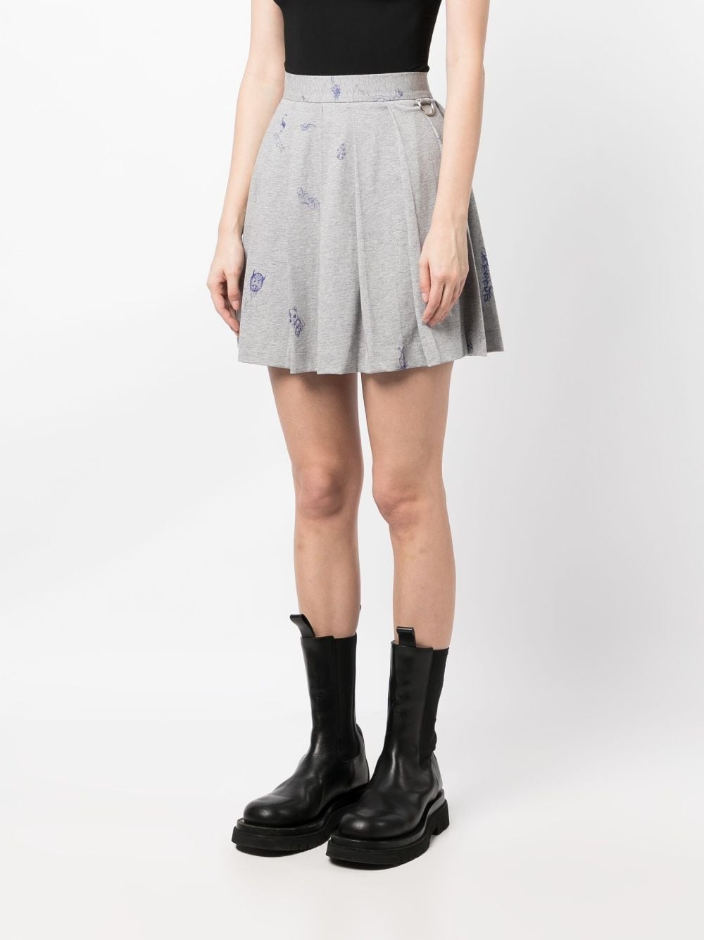 graphic-print pleated miniskirt - 3