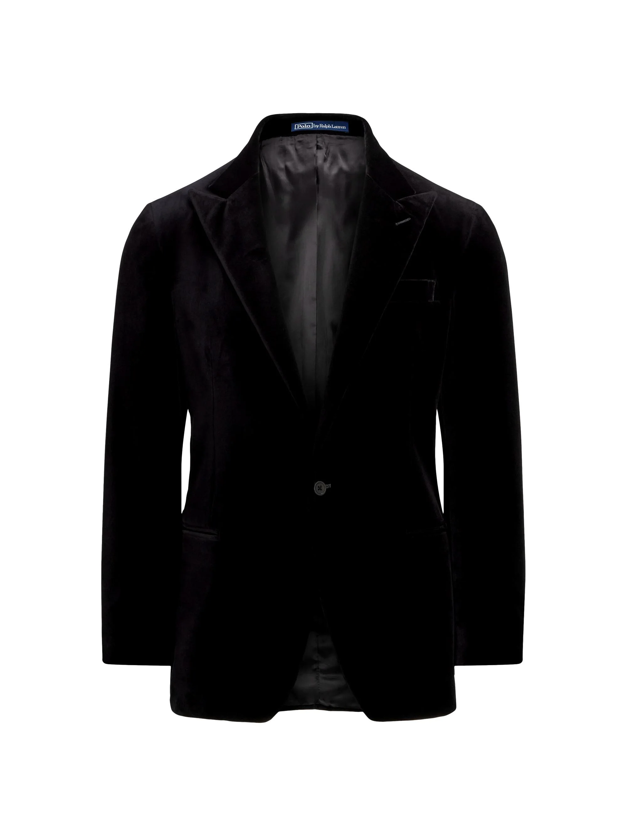 Men's Velvet Single-Breasted Blazer - Black - 1
