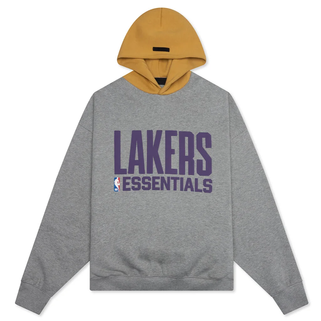 FEAR OF GOD ESSENTIALS X NBA LAKERS SPORT HOODIE - CONCRETE HEATHER/CANYON - 1