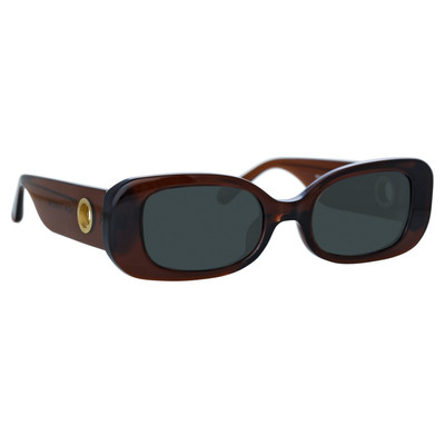 LINDA FARROW LOLA RECTANGULAR SUNGLASSES IN BROWN outlook