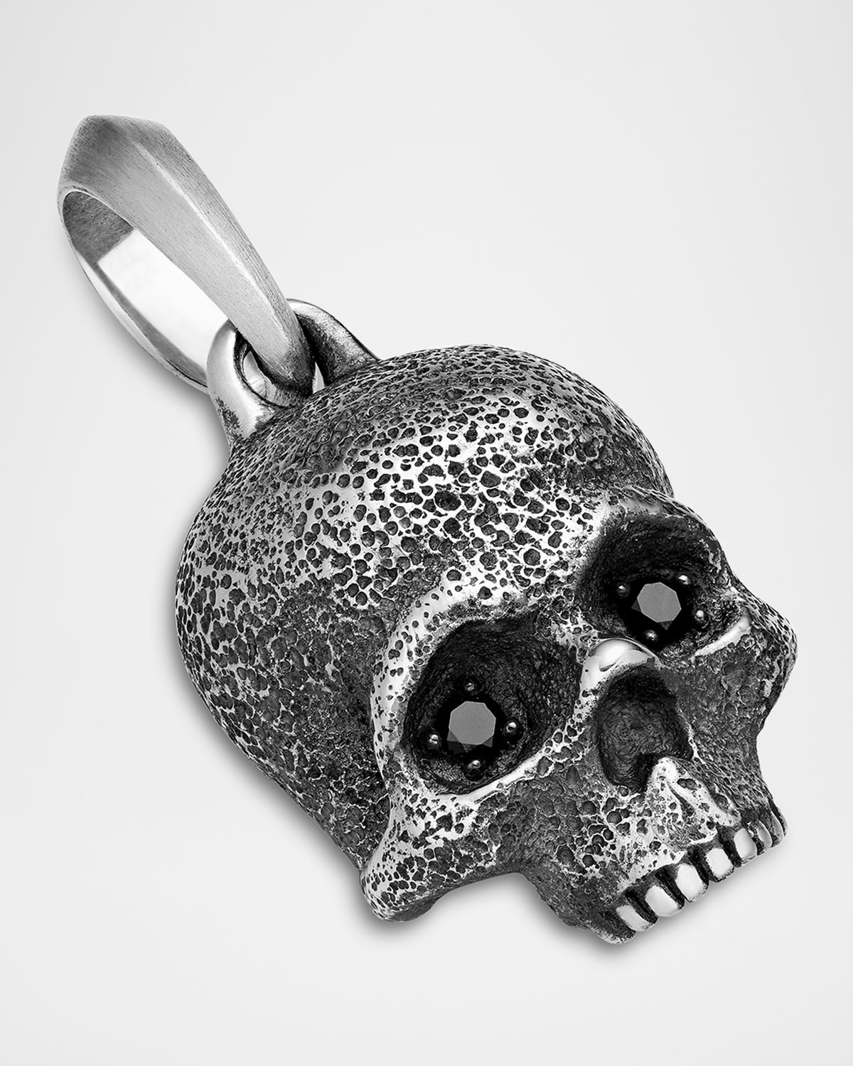 Men's Memento Mori Skull Pendant with Diamonds in Silver, 18mm - 3