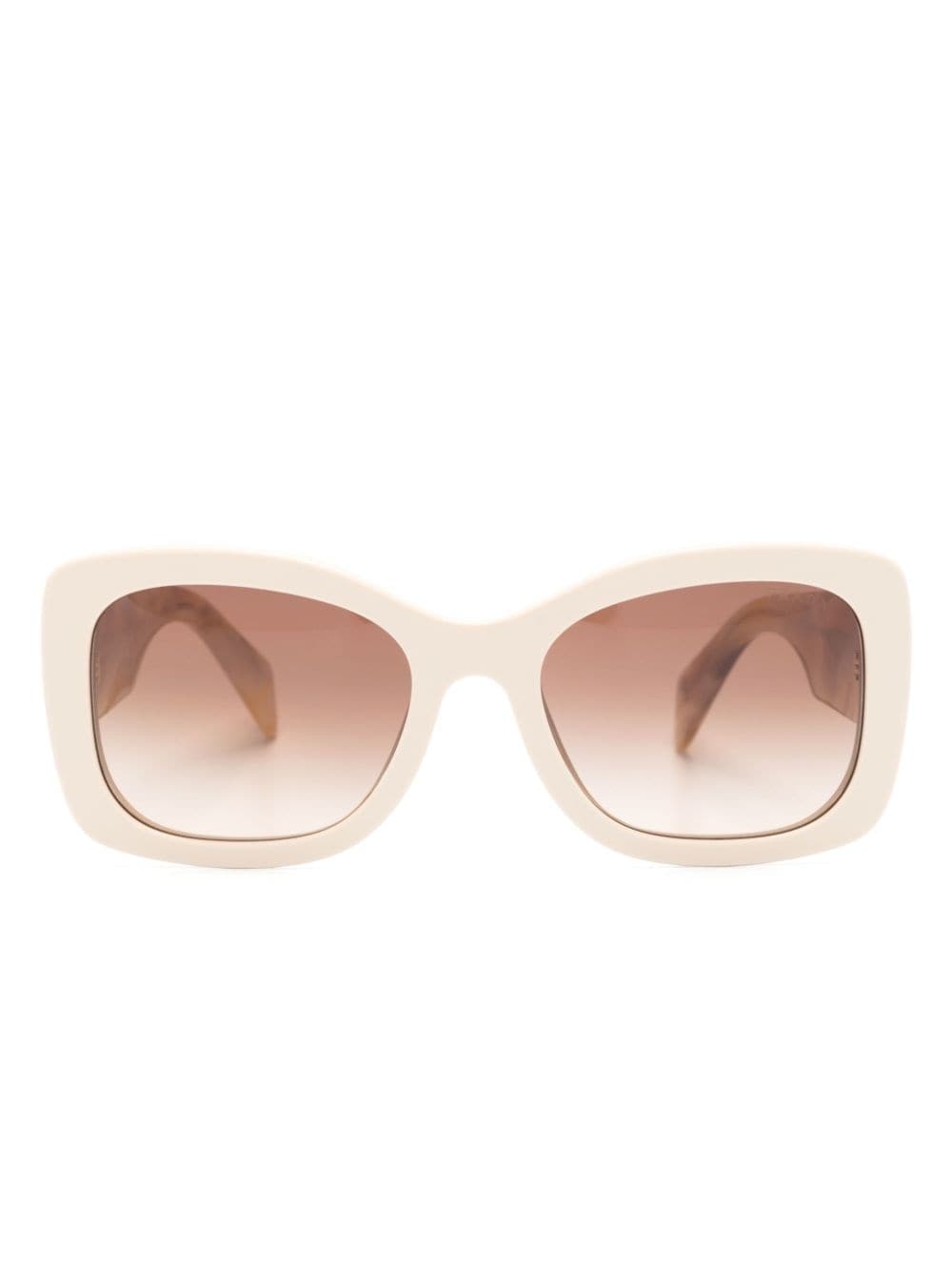 logo-lettering square-frame sunglasses - 1