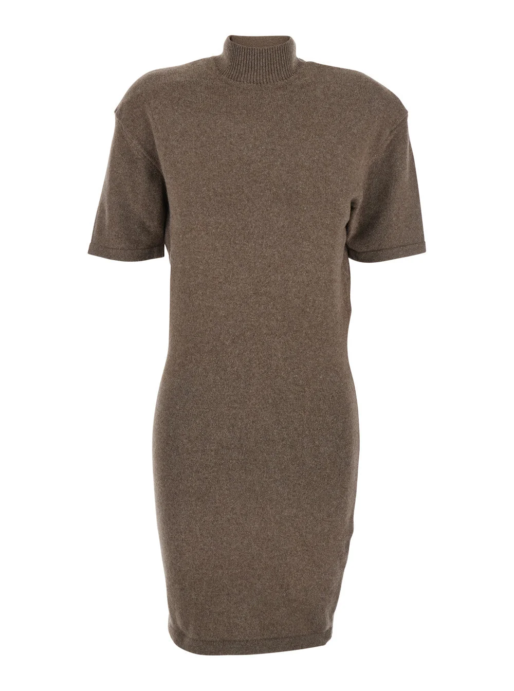 Jacquemus Women 'La Robe Maille Castagna' Brown Dress With High Ribbed Neck In Wool Woman - 1
