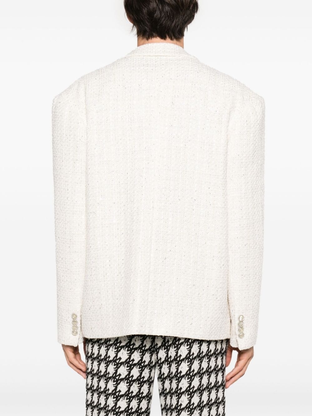 sequin-embellished tweed blazer - 4