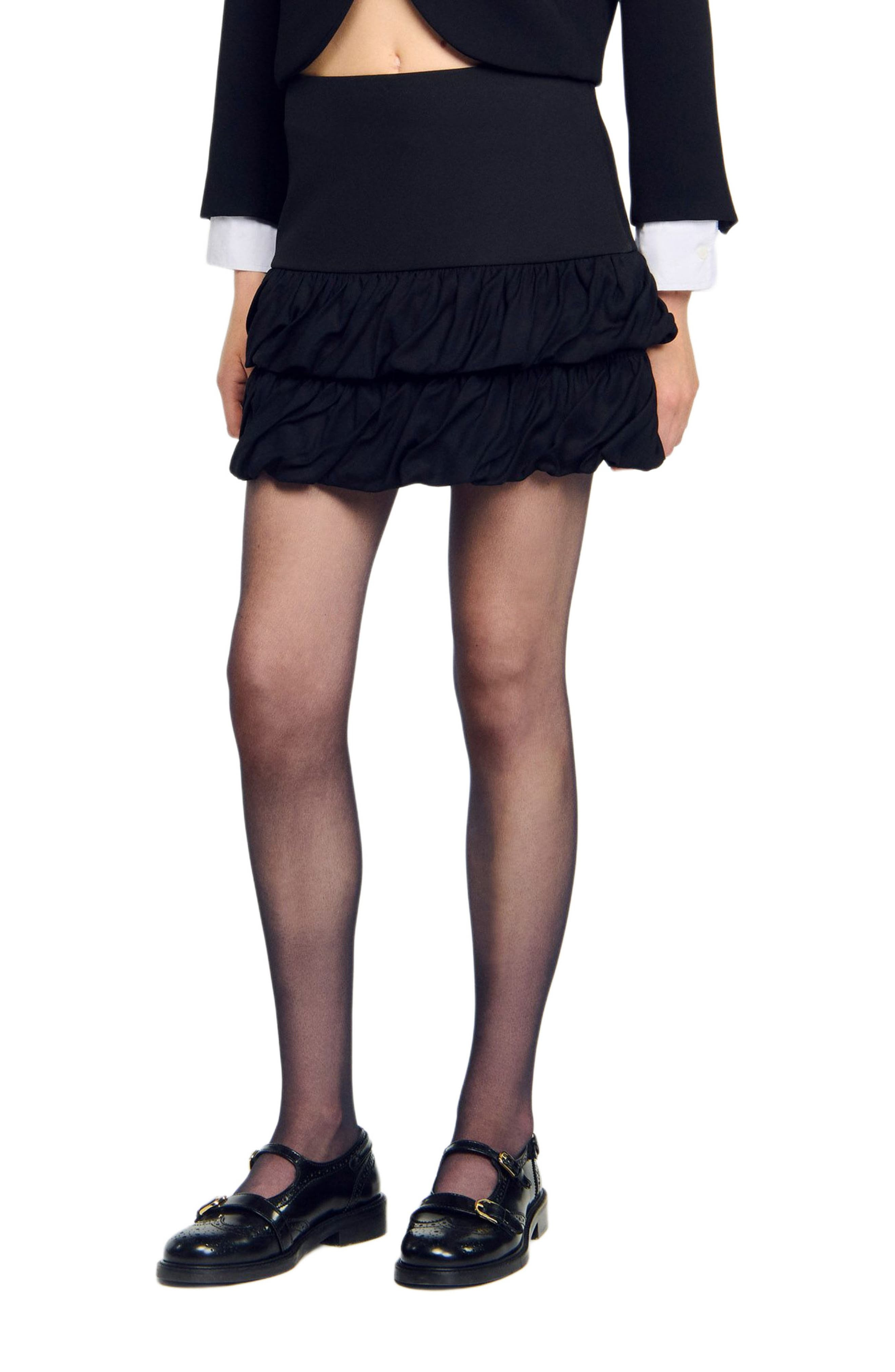 SANDRO Mini ruched ruffle skirt in Black at Nordstrom - 3