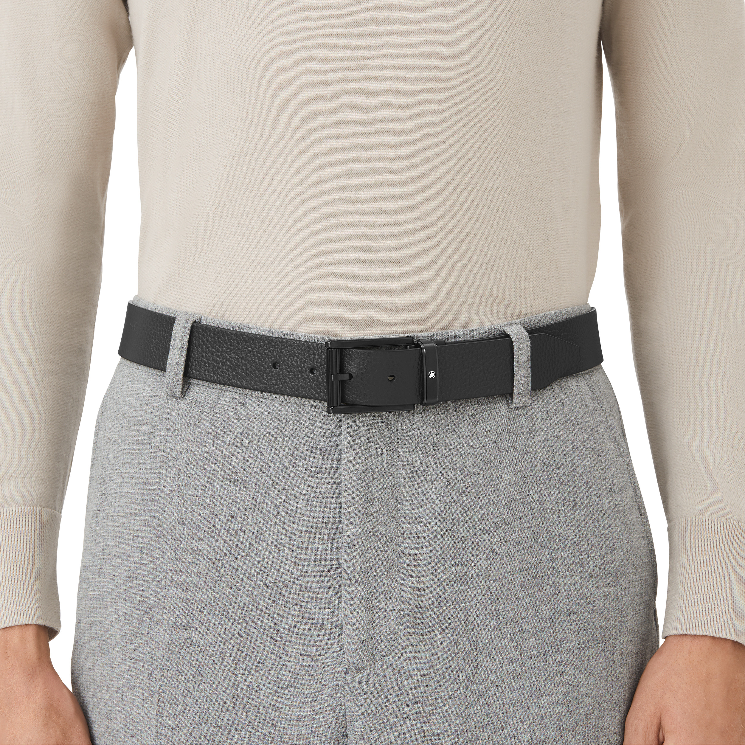 Blue/black 35 mm reversible leather belt - 2