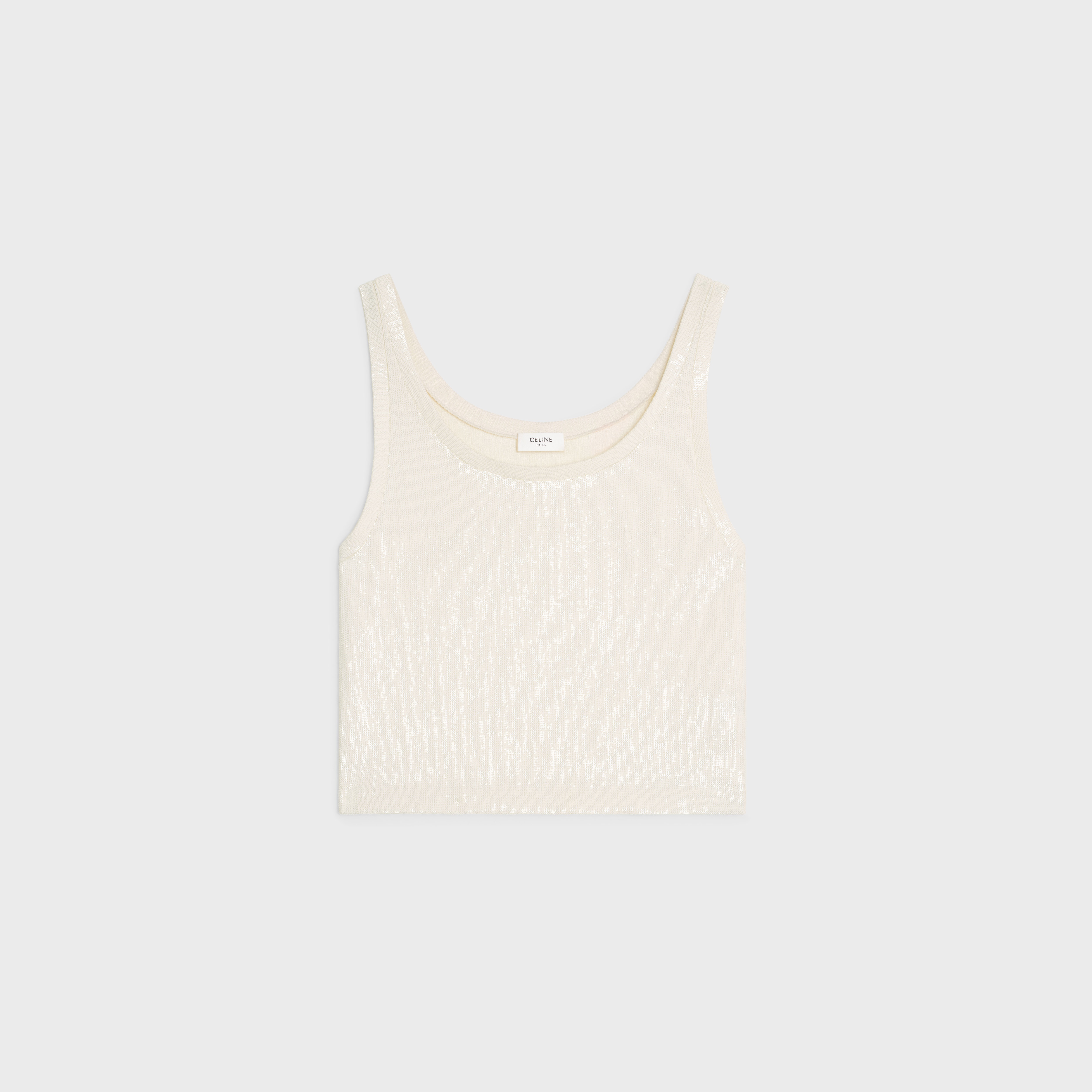 CELINE Embroidered tank top in silk jersey