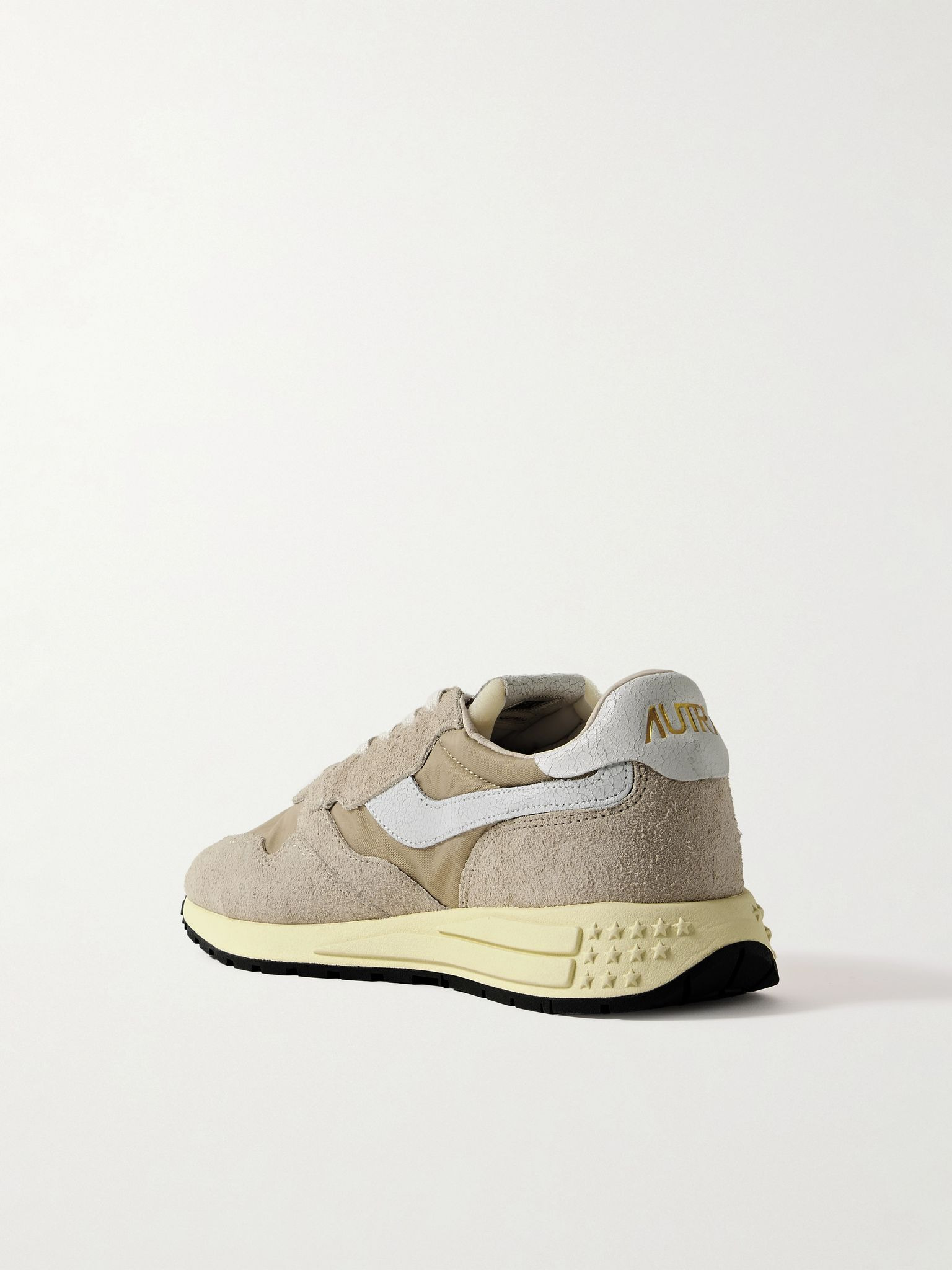 Reelwind Low Cracked-Leather Trimmed Suede and Shell Sneakers Taupe - 4