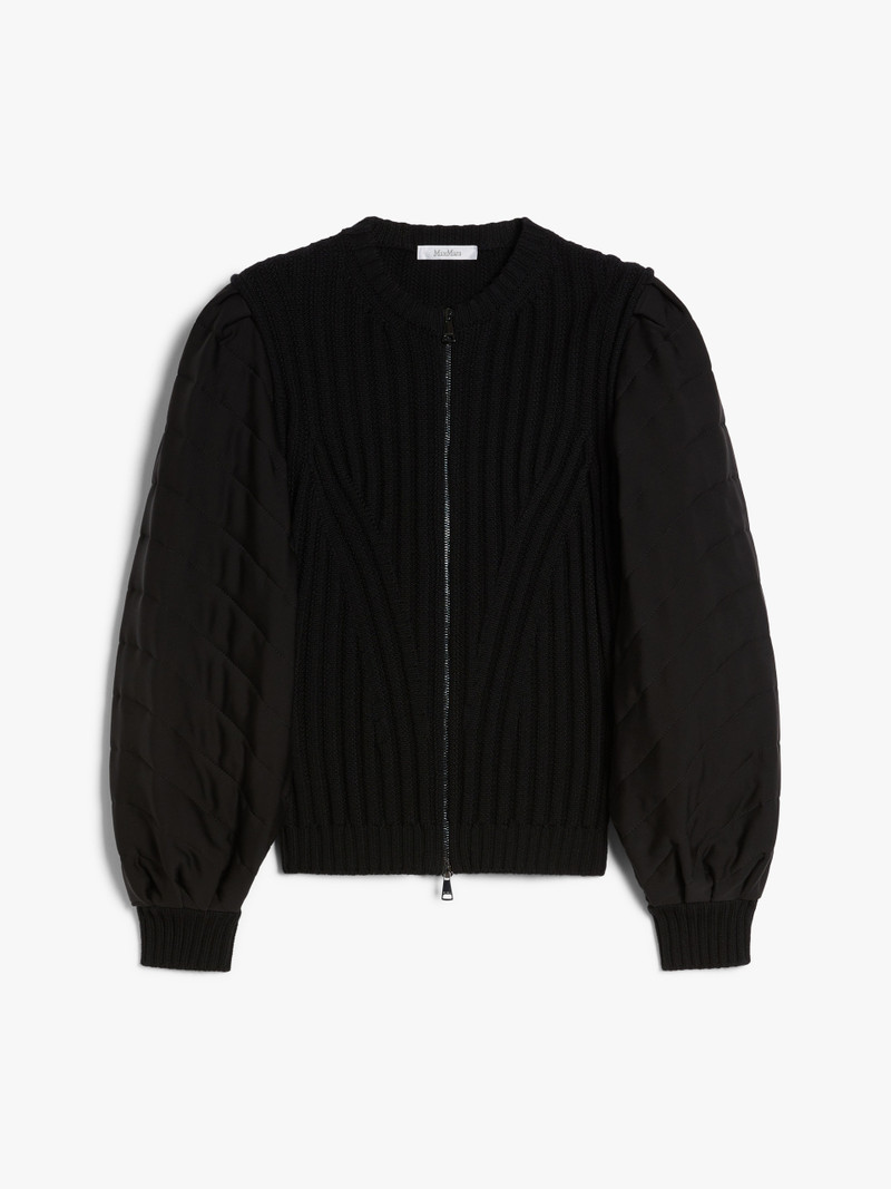 TORRE Wool cardigan with silk sleeves - 1