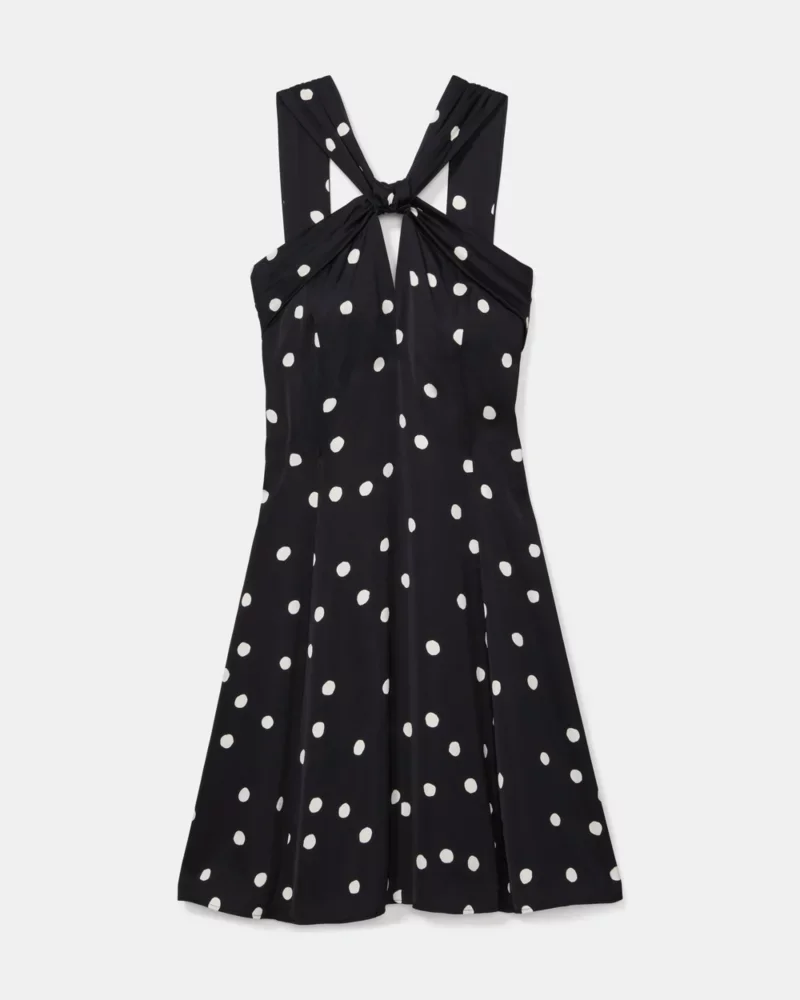 Enchanted Dot Knotted Halter Mini Dress - 1