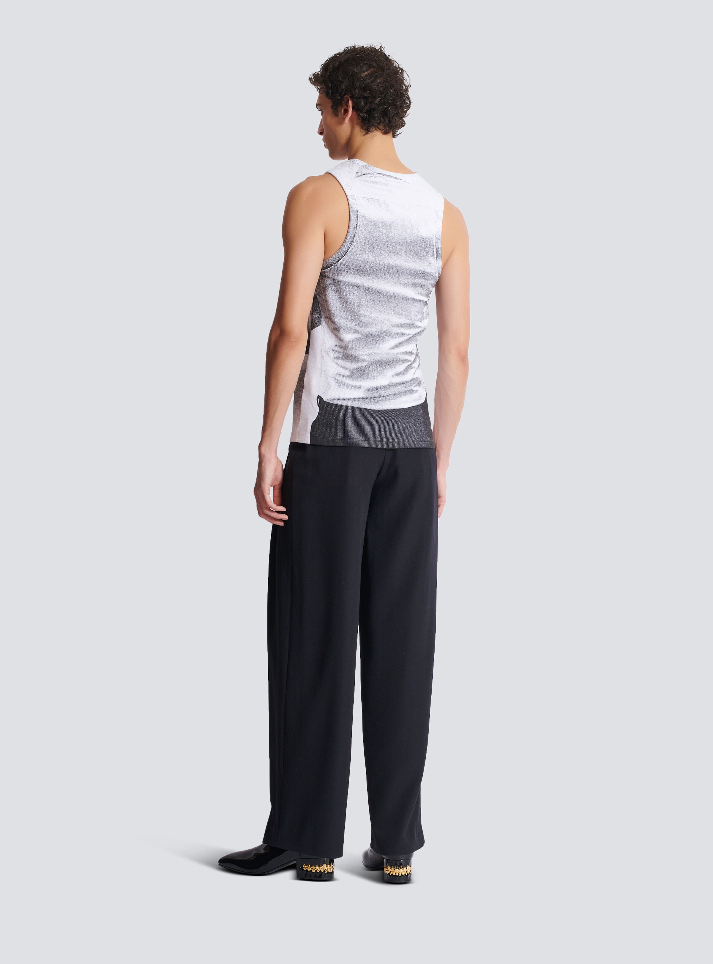 Ribbed tank top with Tie print - 4