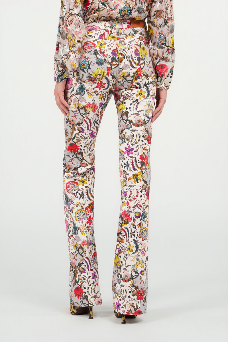 Flared Pants with Florentine Flowers Print 4