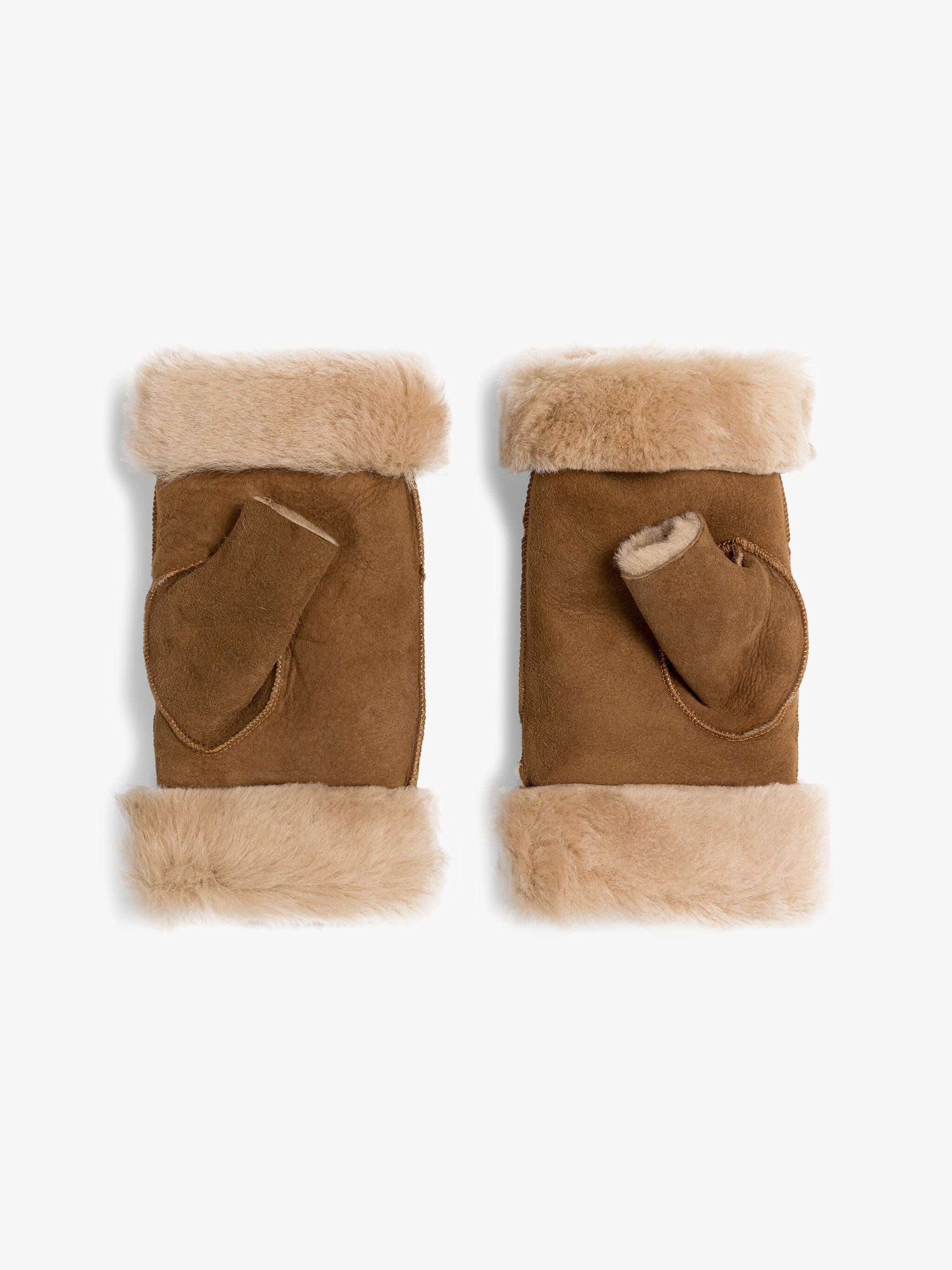 VERA TAN SHEEPSKIN FINGERLESS GLOVES - 3