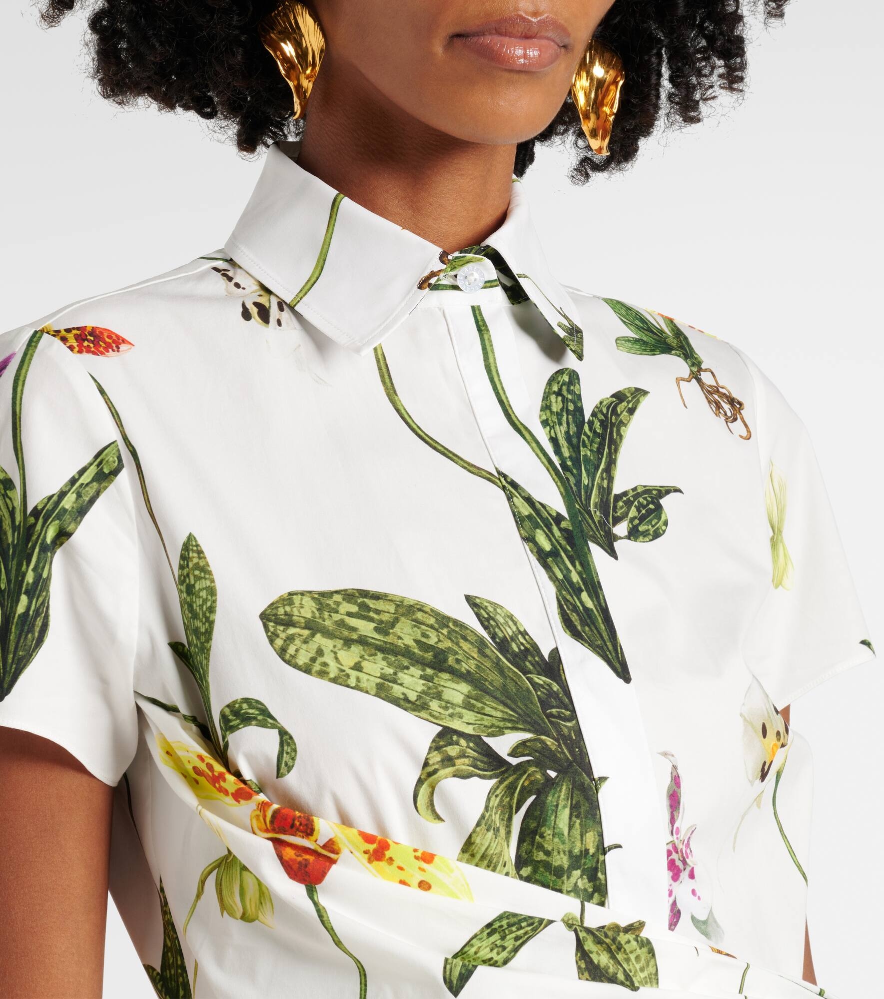 Orchid gathered poplin midi dress - 4