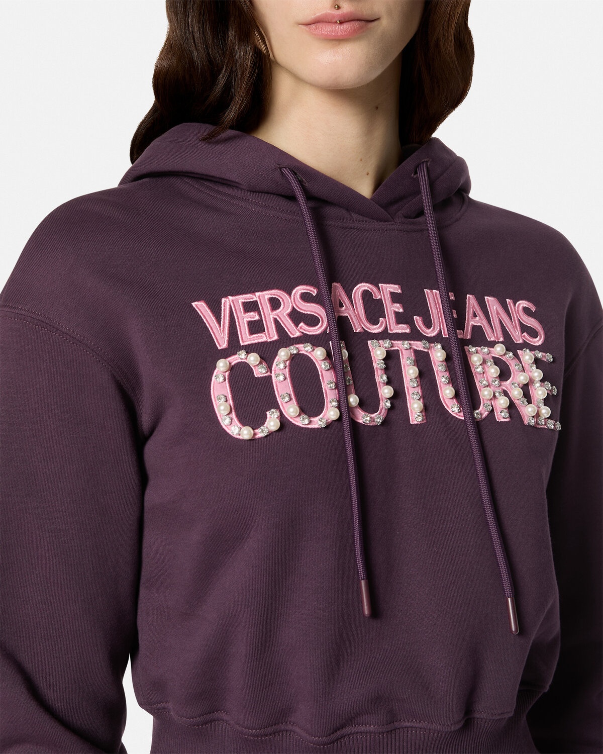 Embellished Logo Crop Hoodie - 3