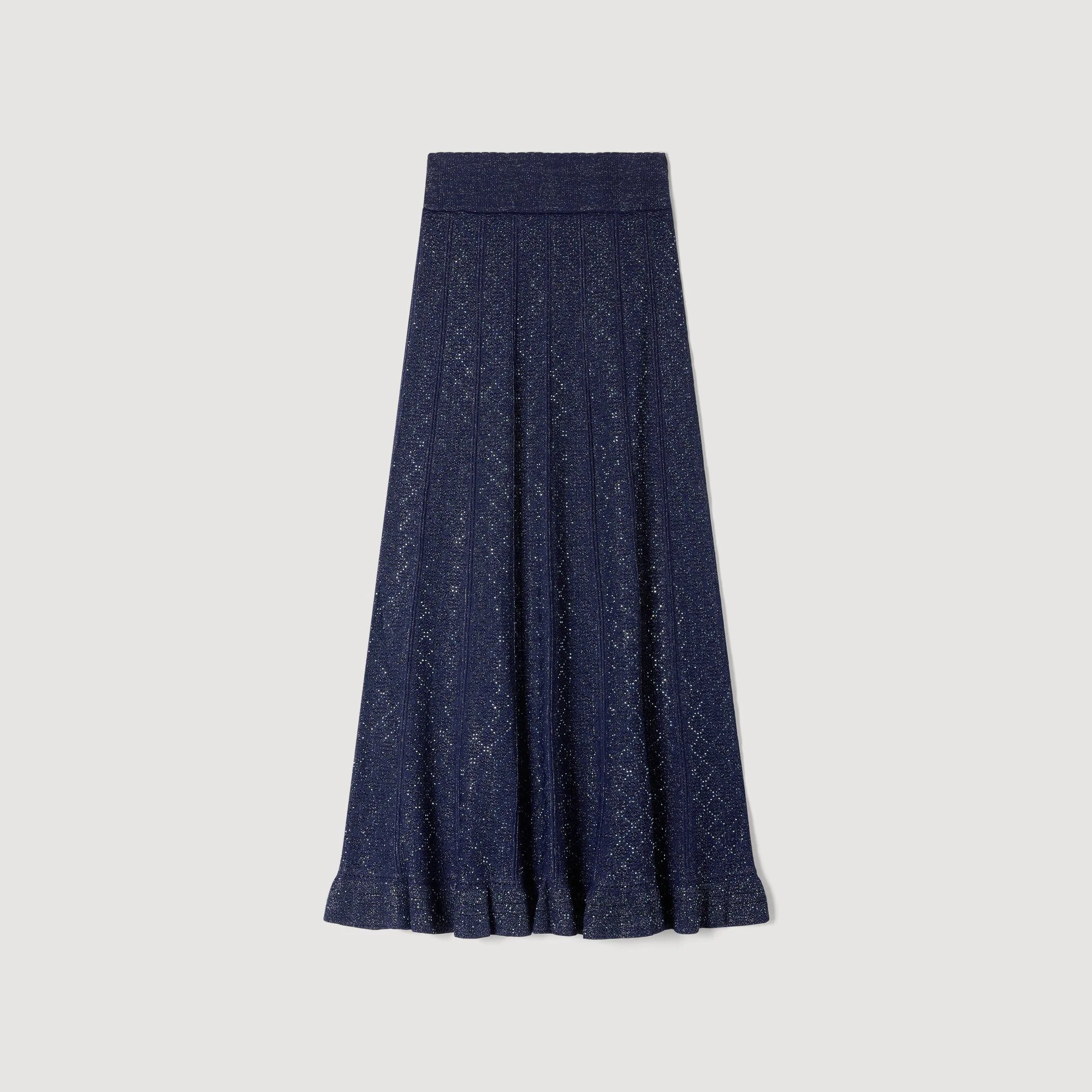 RHINESTONE KNIT MAXI SKIRT - 1