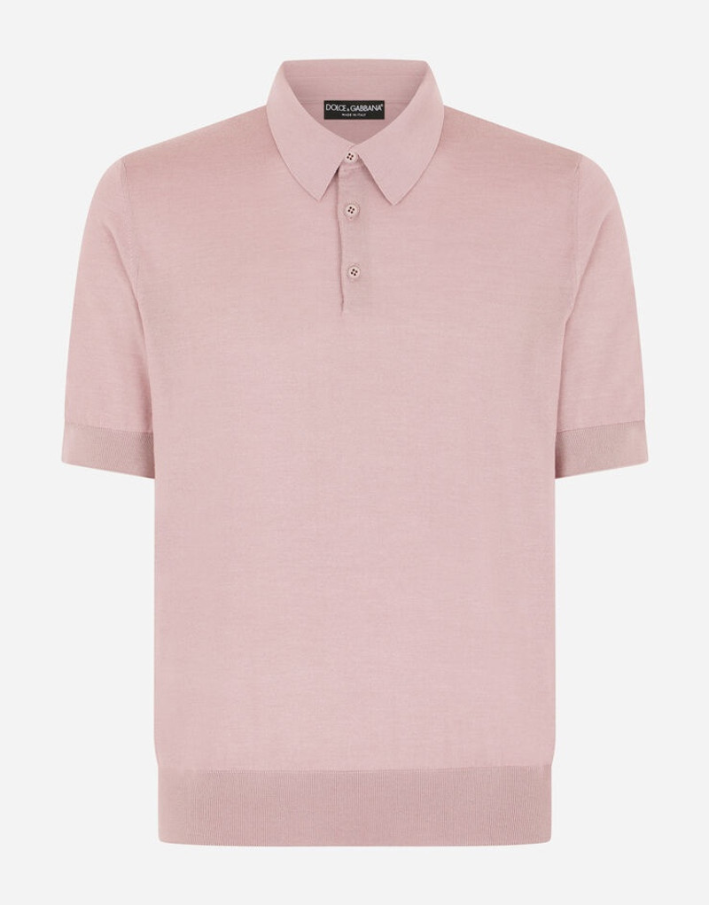 Short-sleeved cashmere and silk polo-shirt 1