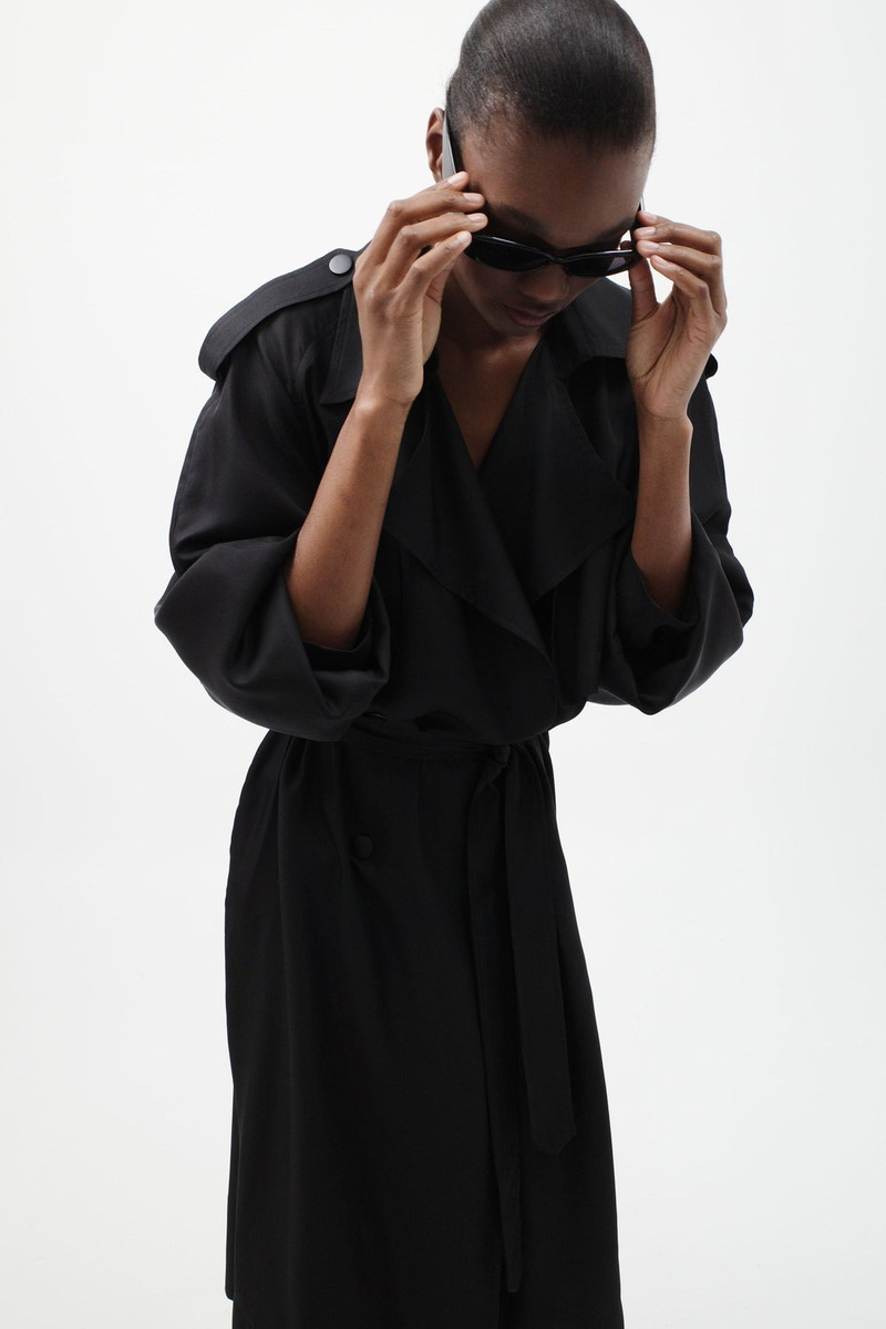 Silk Twill Relaxed Trench - Black 9
