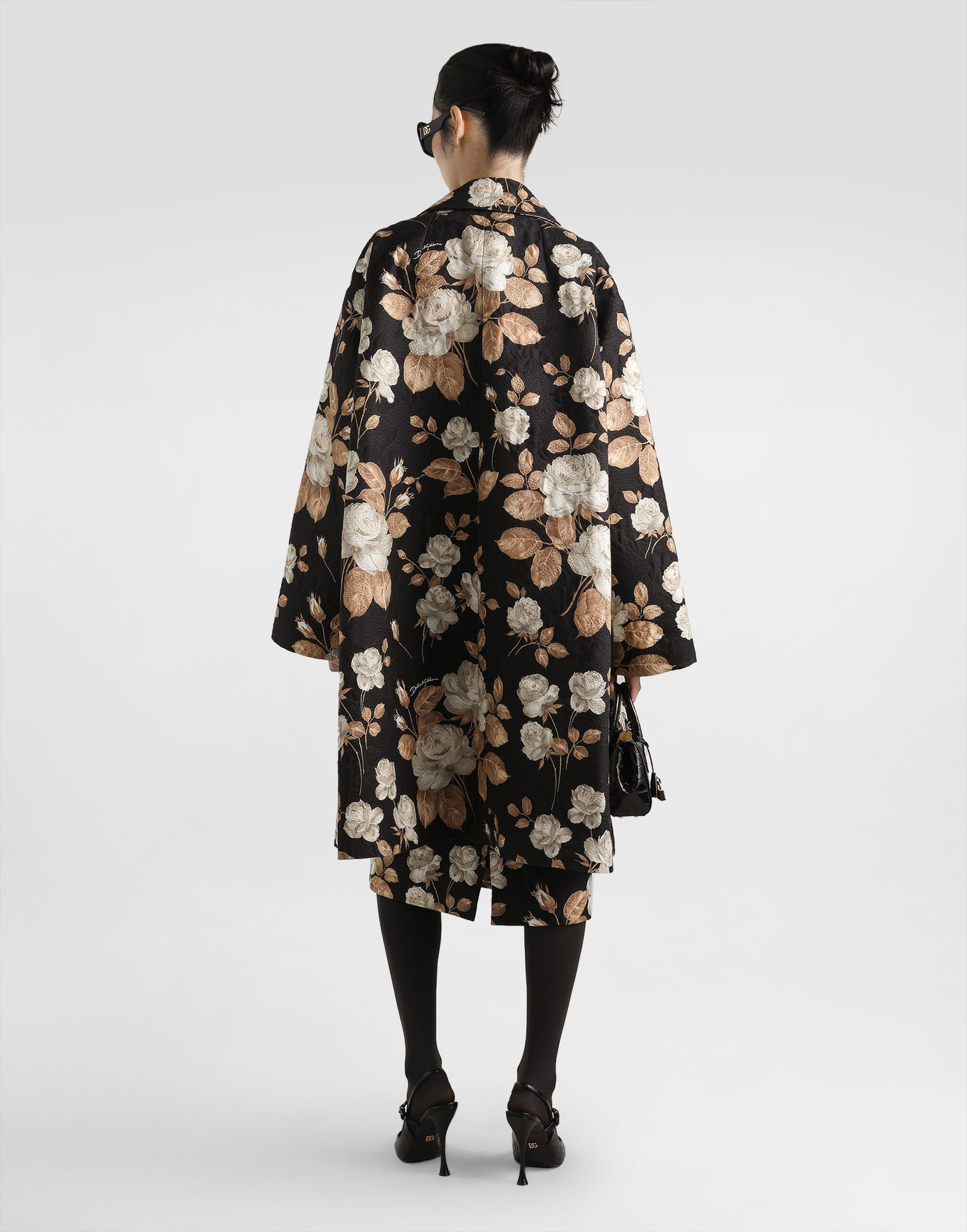 Vintage rose-print single-breasted coat - 3