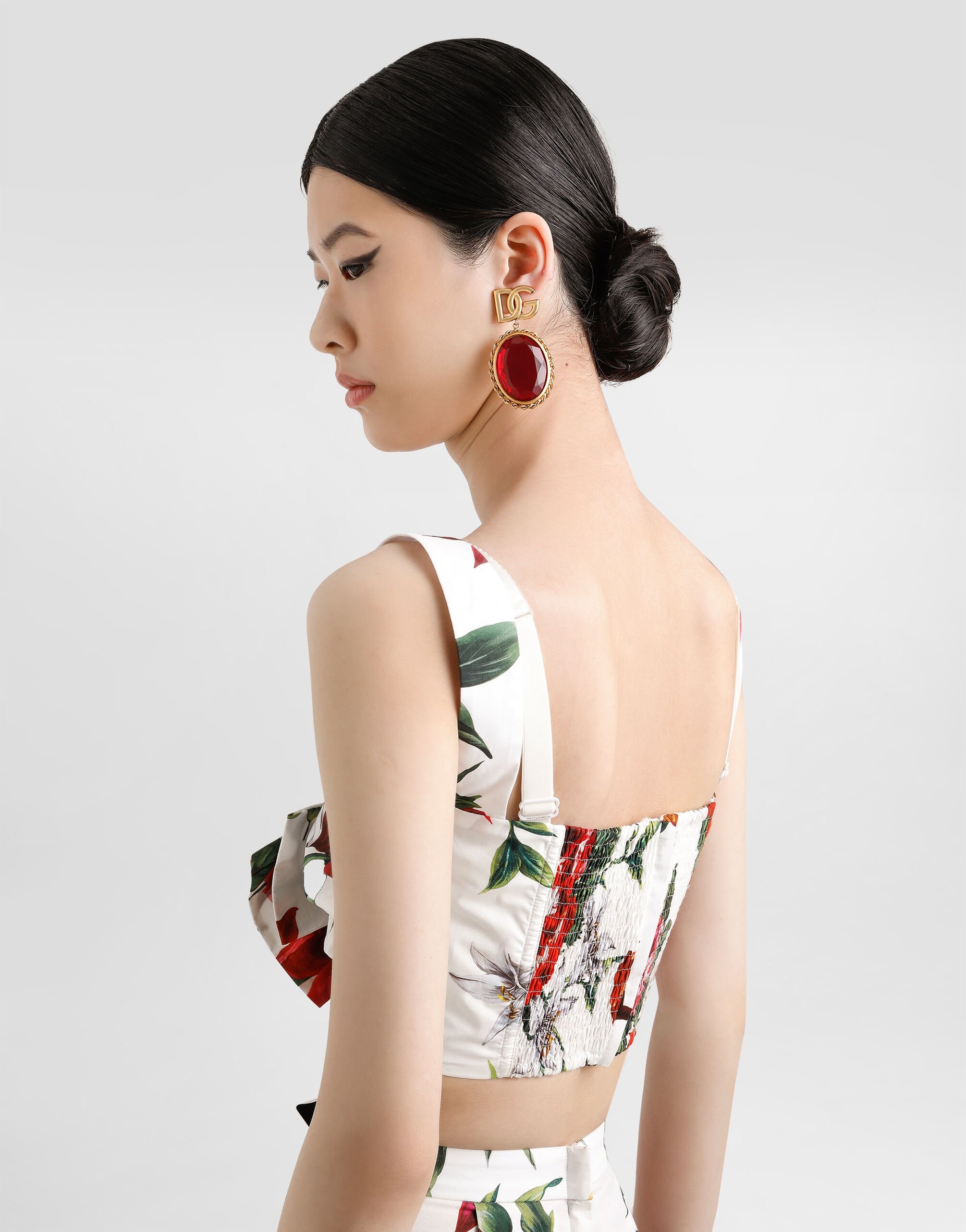 flower-print poplin top - 5