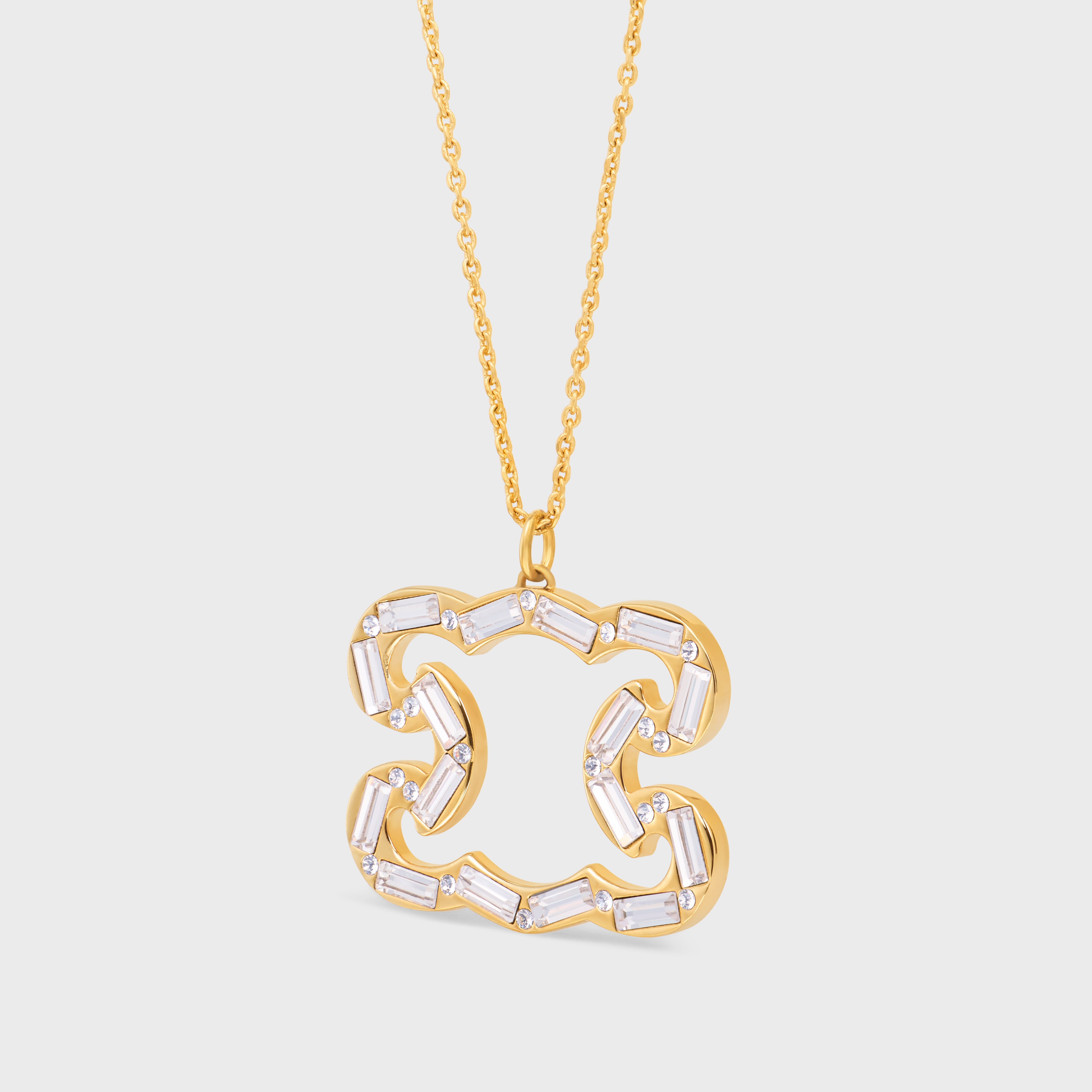 Triomphe Frame Sparkle Necklace in Strass and Brass with Gold Finish - 2