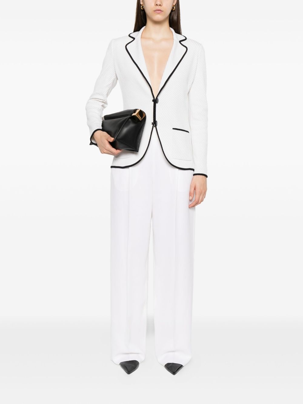button-fastening silk trousers - 2