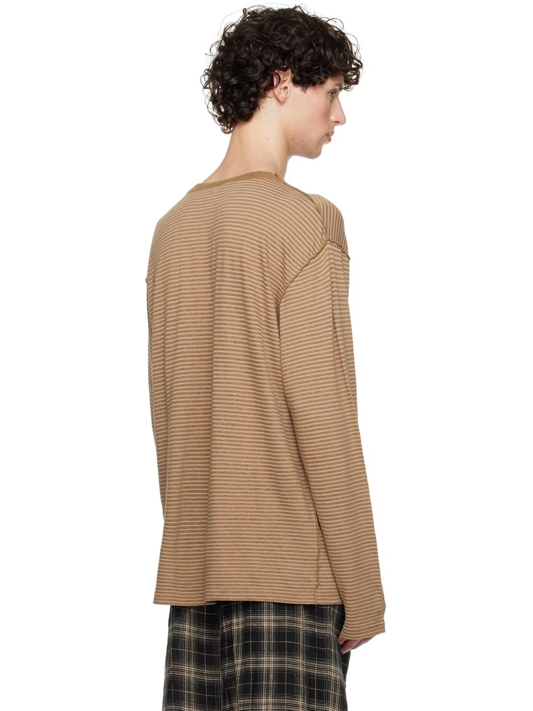Brown Exposed Seam Long Sleeve T-Shirt - 3