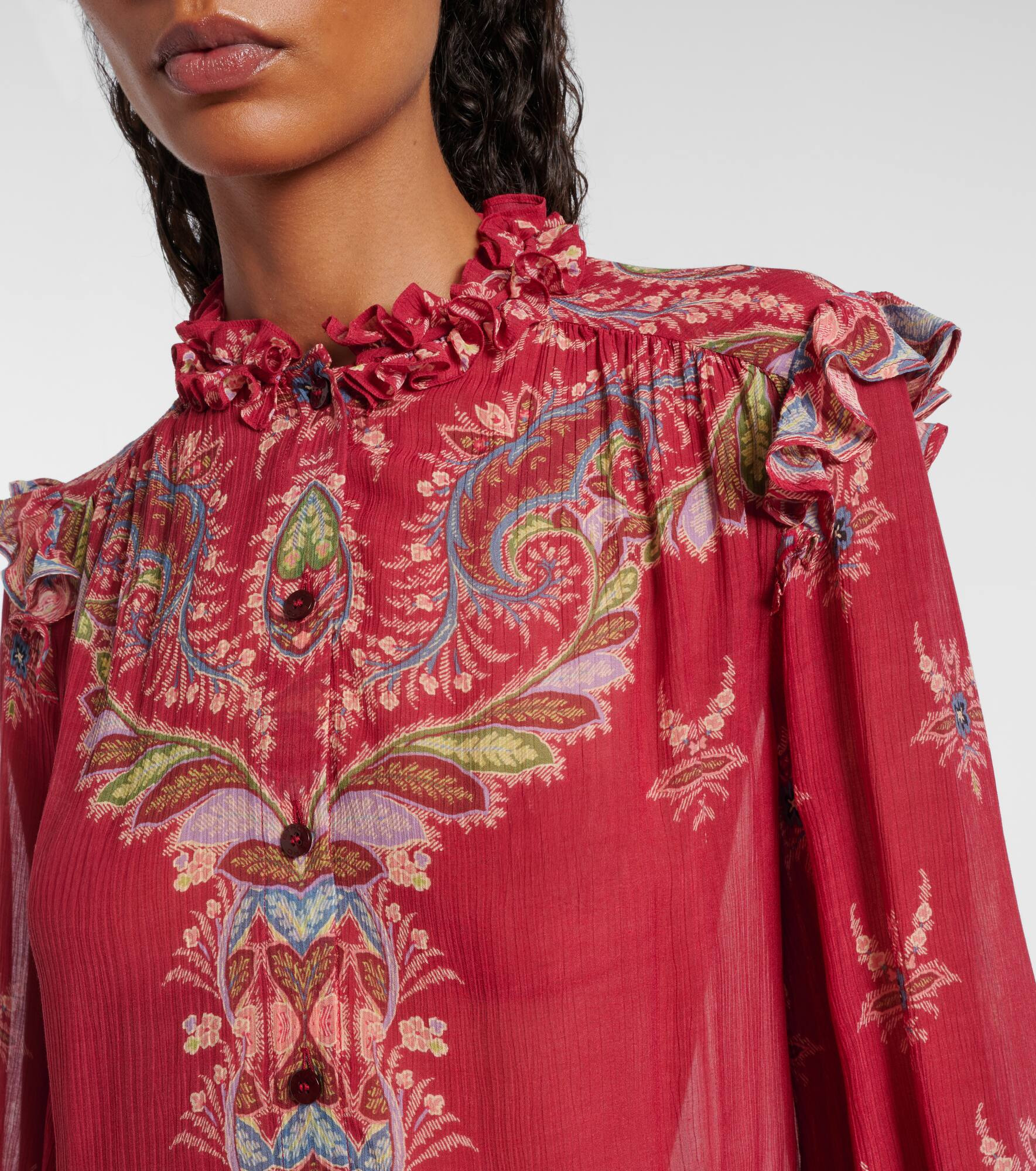 Printed crepon blouse - 4