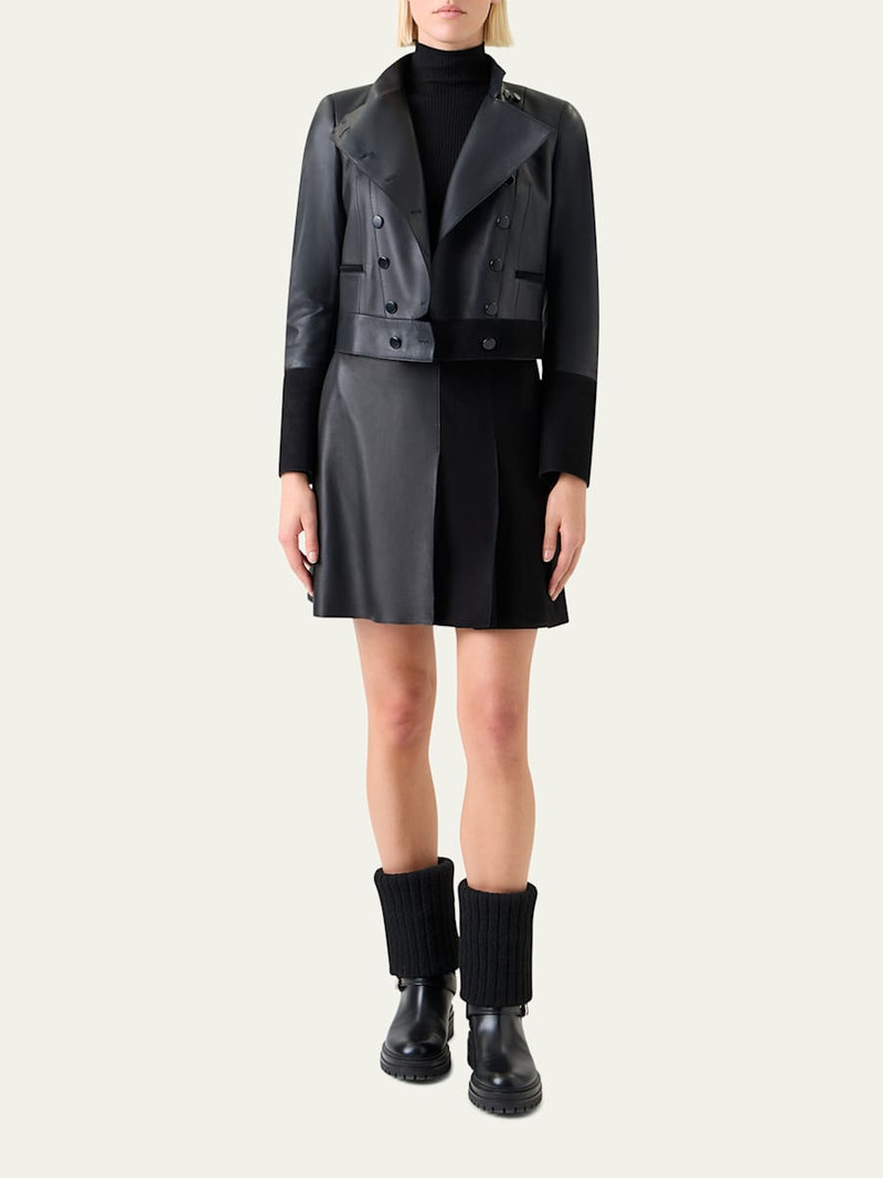 AKRIS Dean Nappa Leather Jacket with Suede Trim outlook