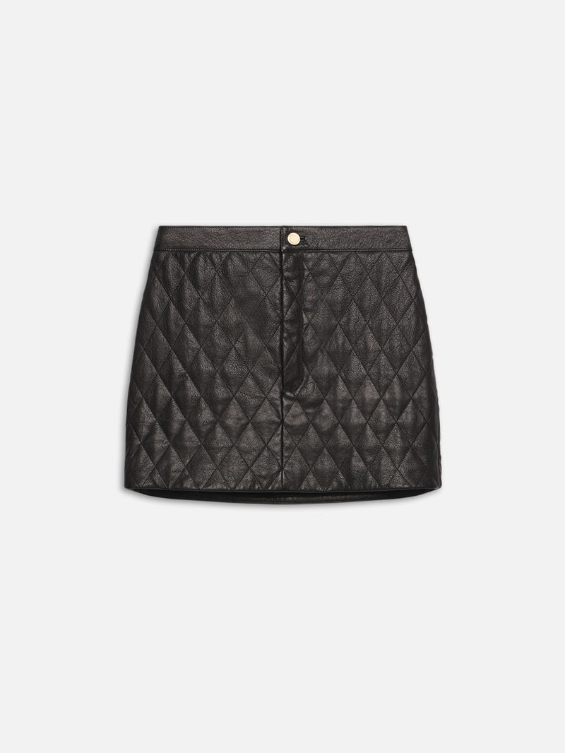 Quilted Leather Skirt in Black 1