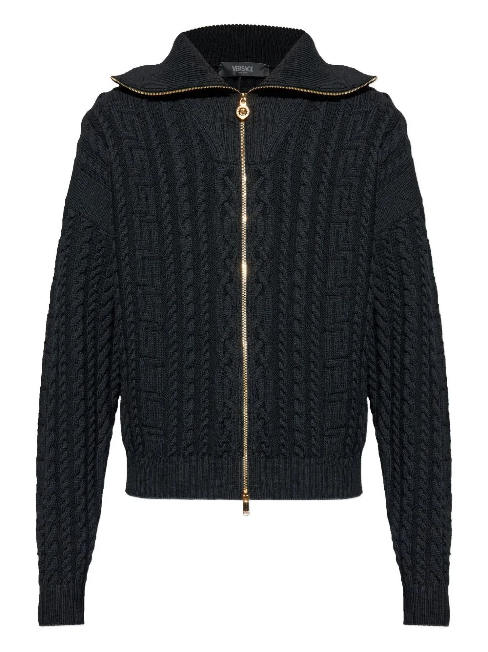 zip-up cable-knit cardigan - 1