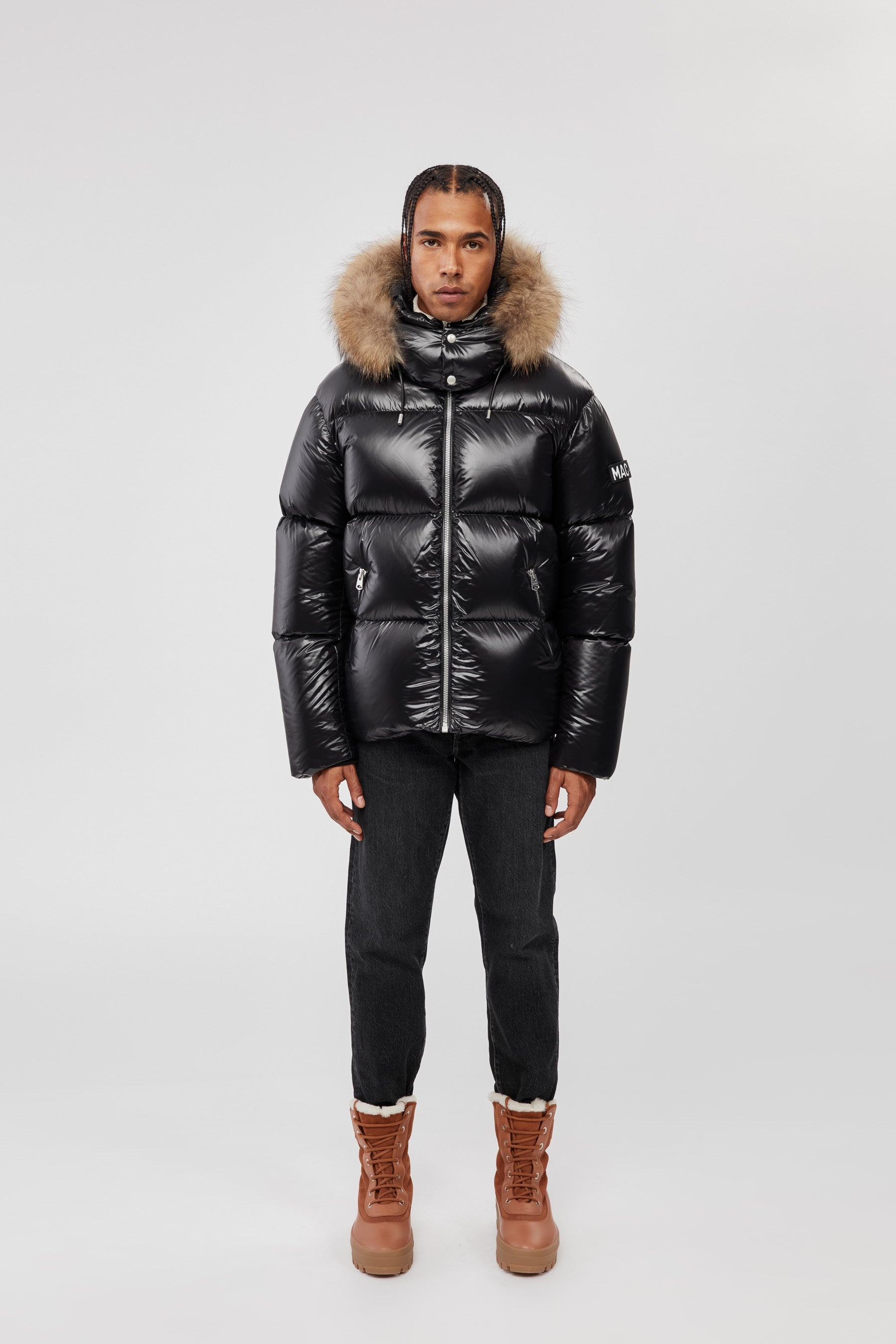 KENT Lustrous light down jacket with natural fur hood - 2