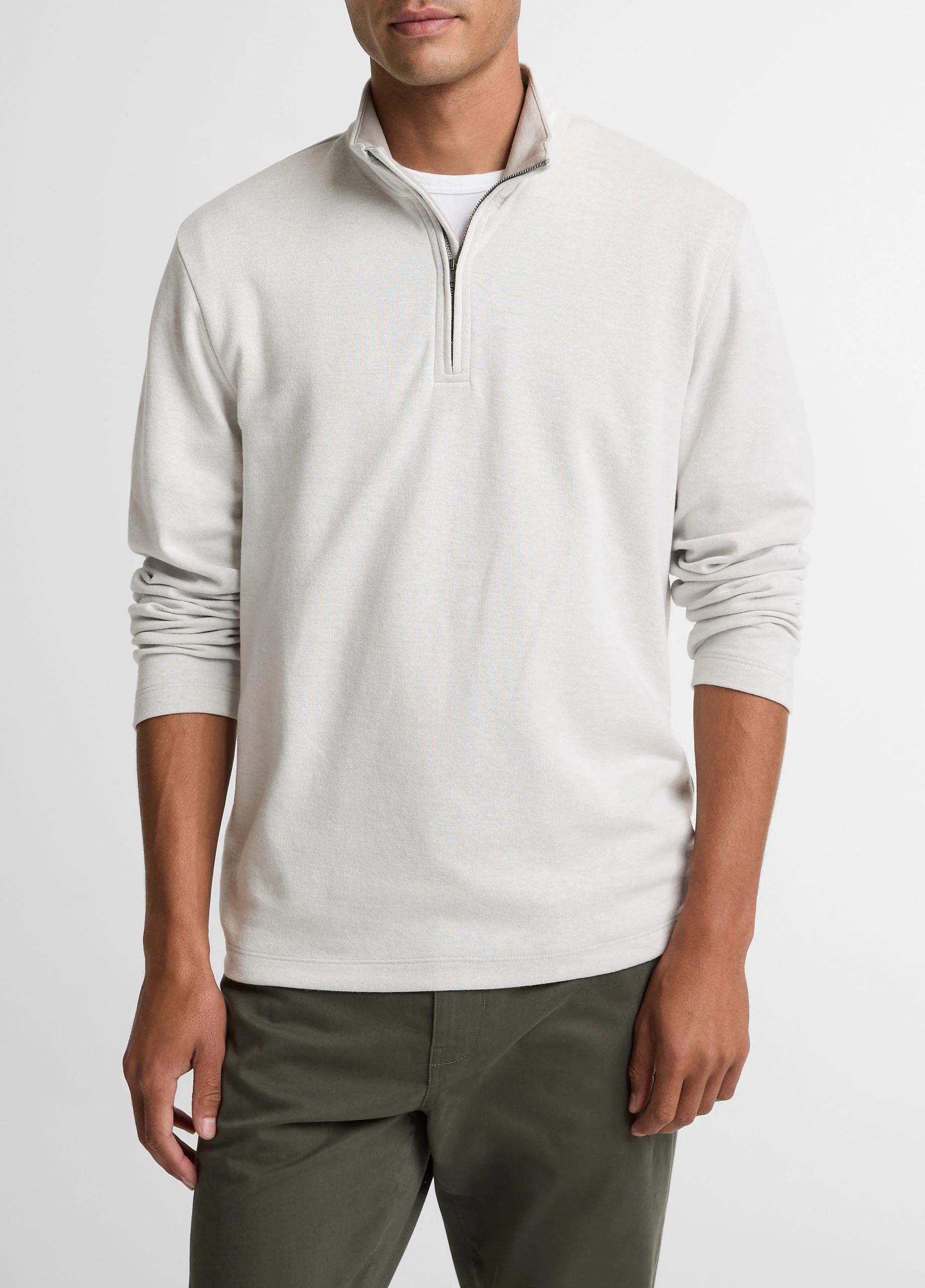 Double-Face Cotton-Blend Quarter-Zip Pullover - 1