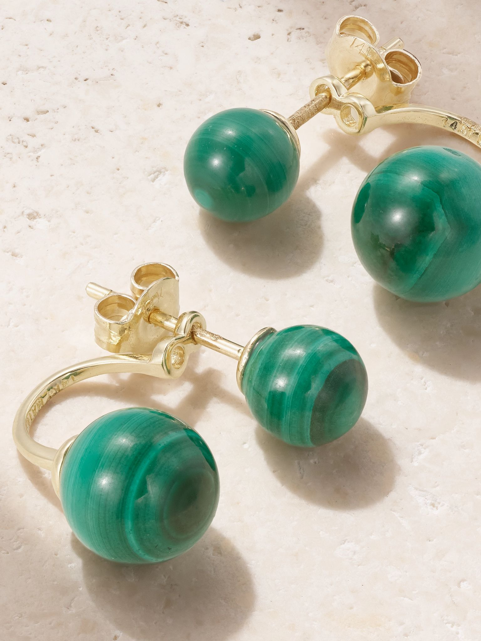 14-karat gold malachite earrings Gold - 3