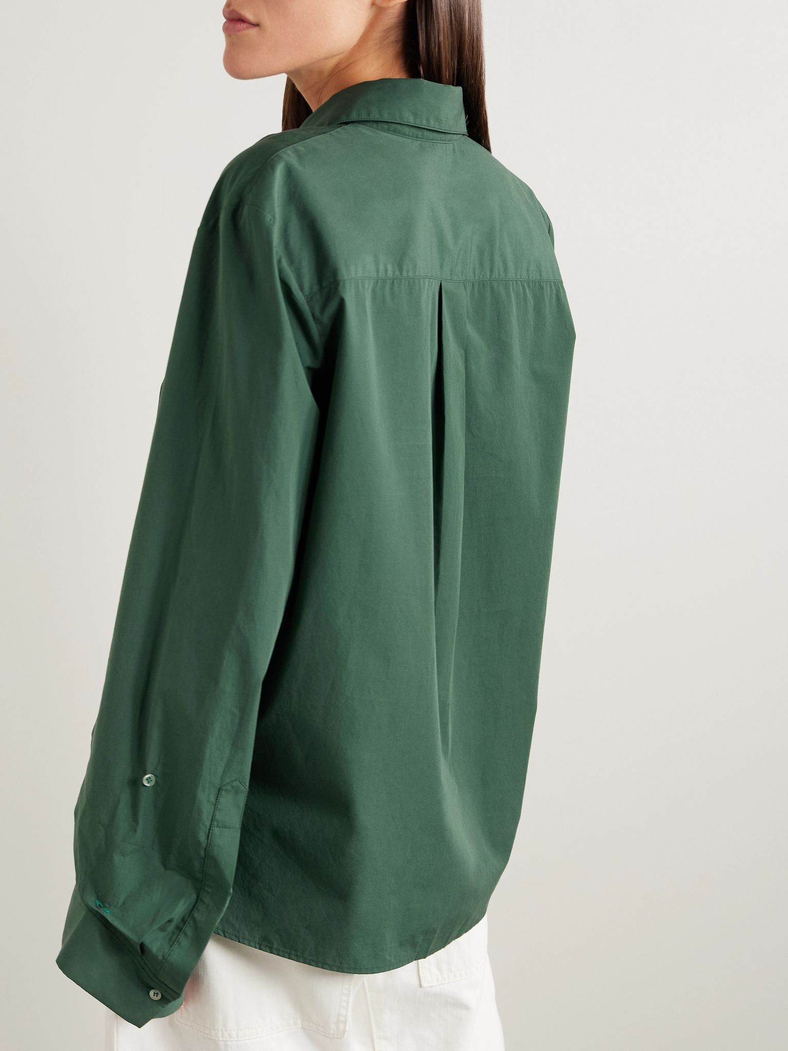 Next Morning cotton-poplin shirt Dark green - 4