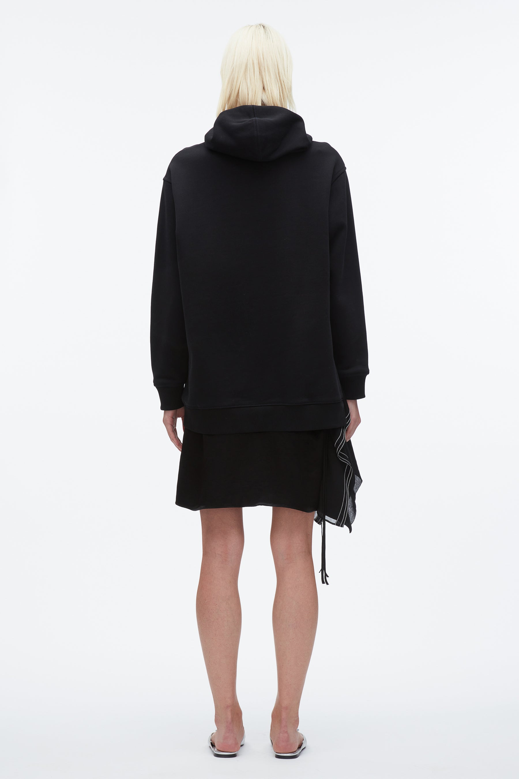 Hoodie Combo Dress with Satin Skirt - 4