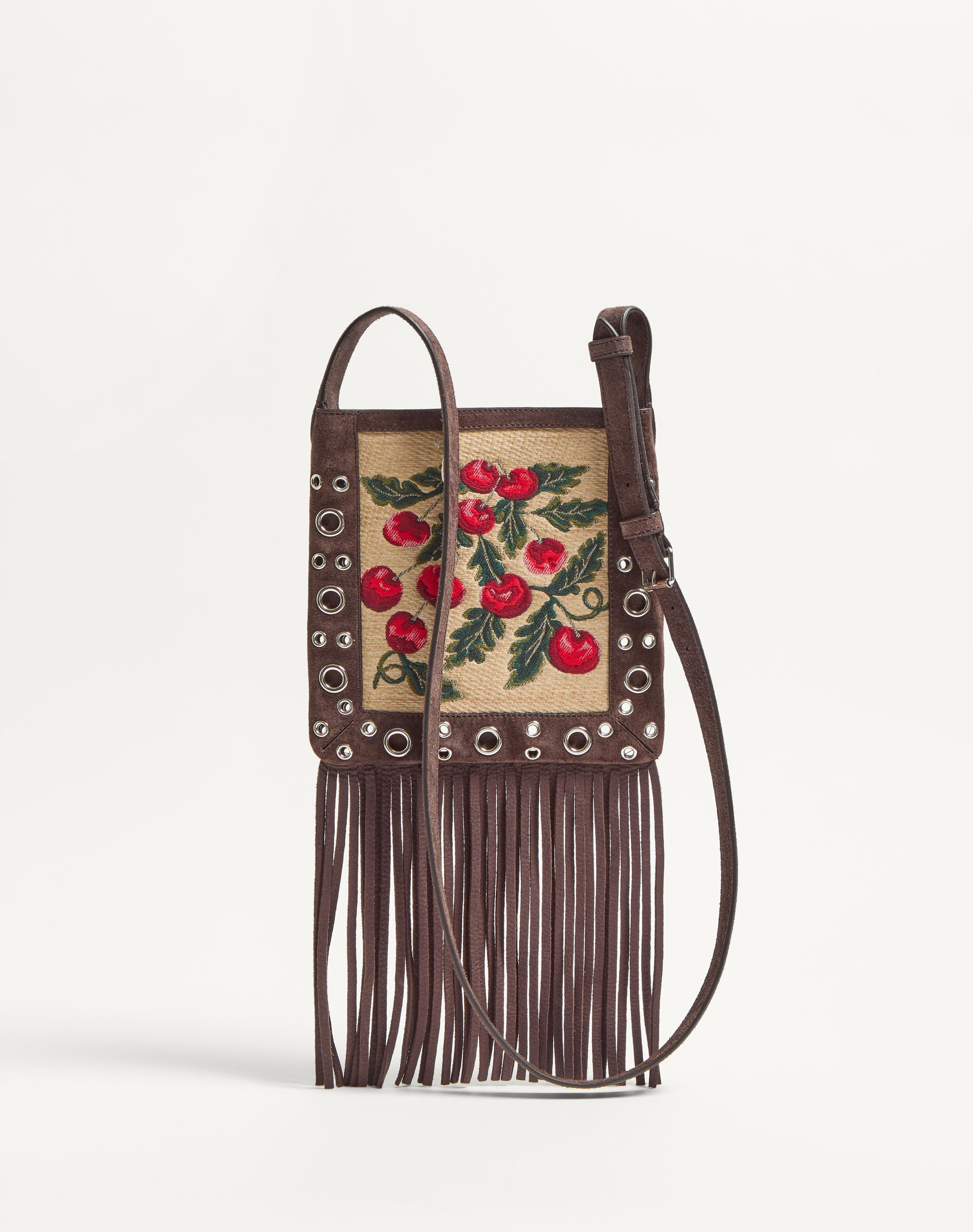 VALENTINO GARAVANI NELLCÔTE SMALL SHOULDER BAG IN JACQUARD RAFFIA WITH CHERRYFIC PATTERN - 5