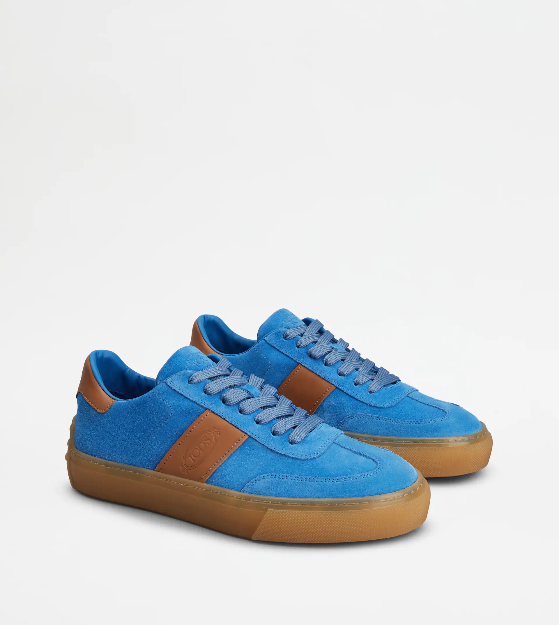 TOD'S SNEAKERS IN SUEDE - LIGHT BLUE, BROWN - 4