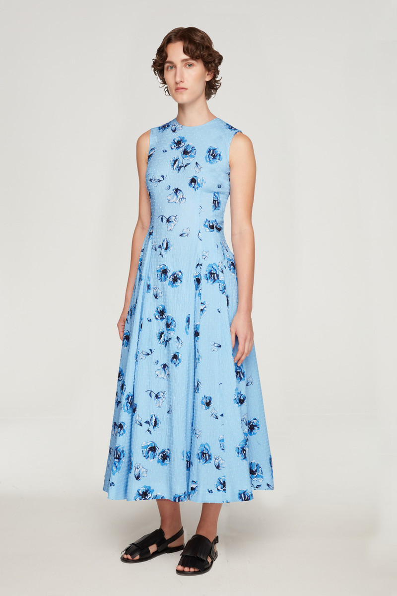 Chelsea Dress In Blue Poppies On Baby Blue Bibione Cotton 3