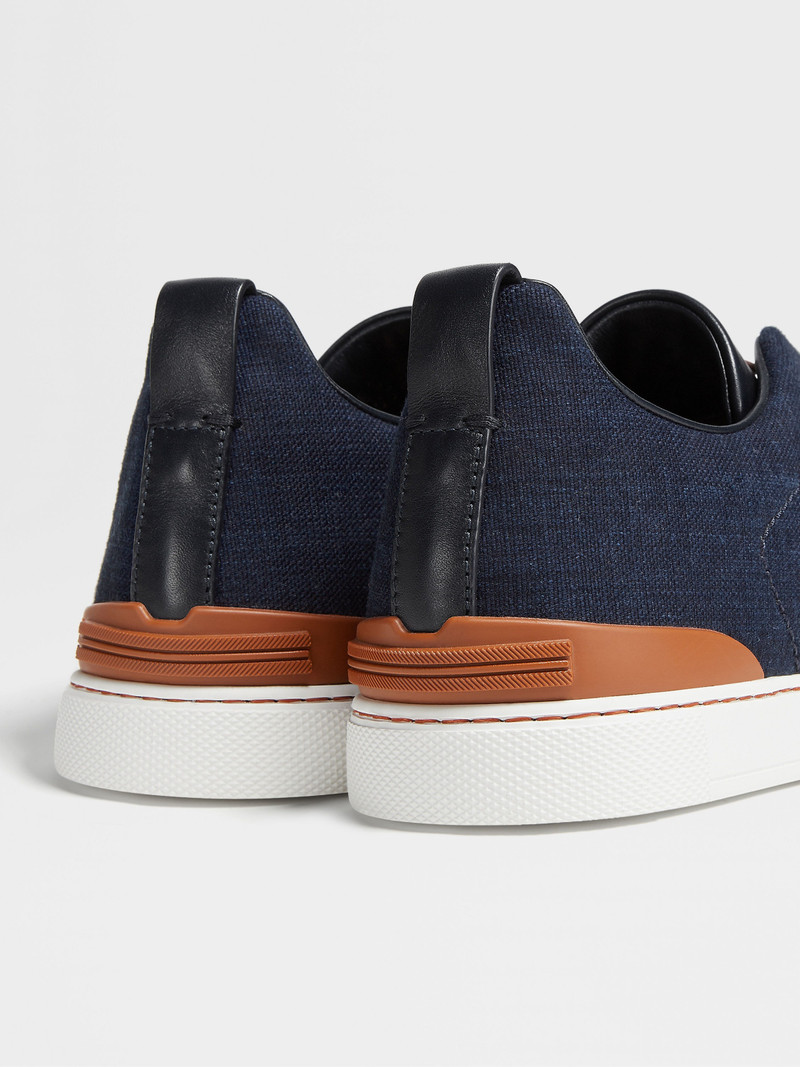 ZEGNA BLUE COTTON DENIM TRIPLE STITCH™ SNEAKERS outlook