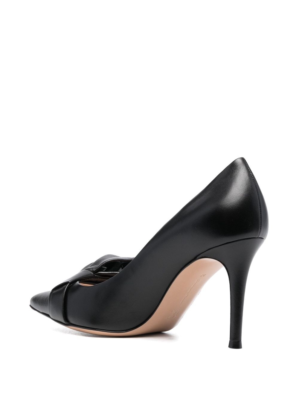 85mm bow-detail leather pumps - 3