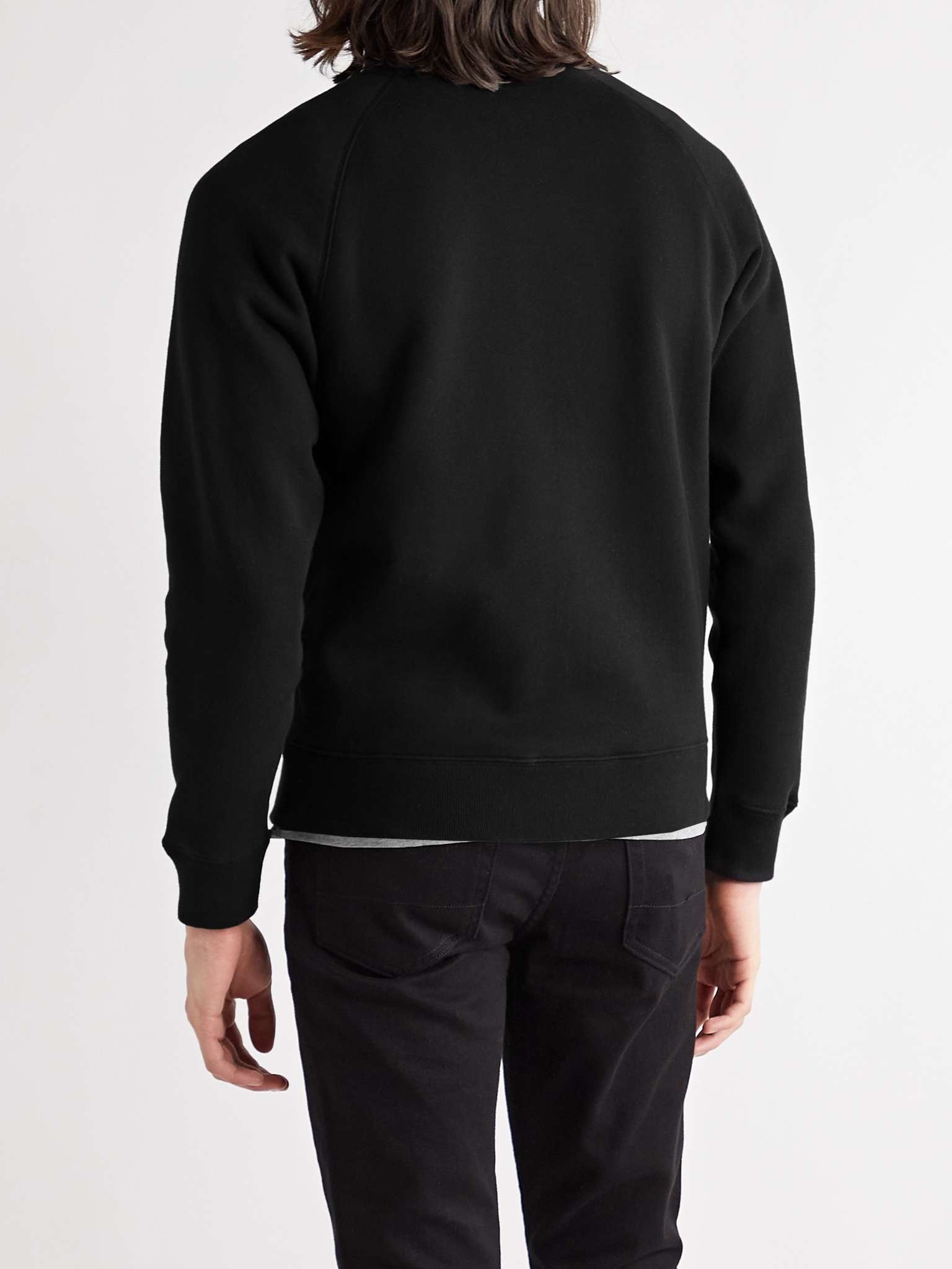 Garment-Dyed Fleece-Back Cotton-Jersey Half-Zip Sweatshirt - 4