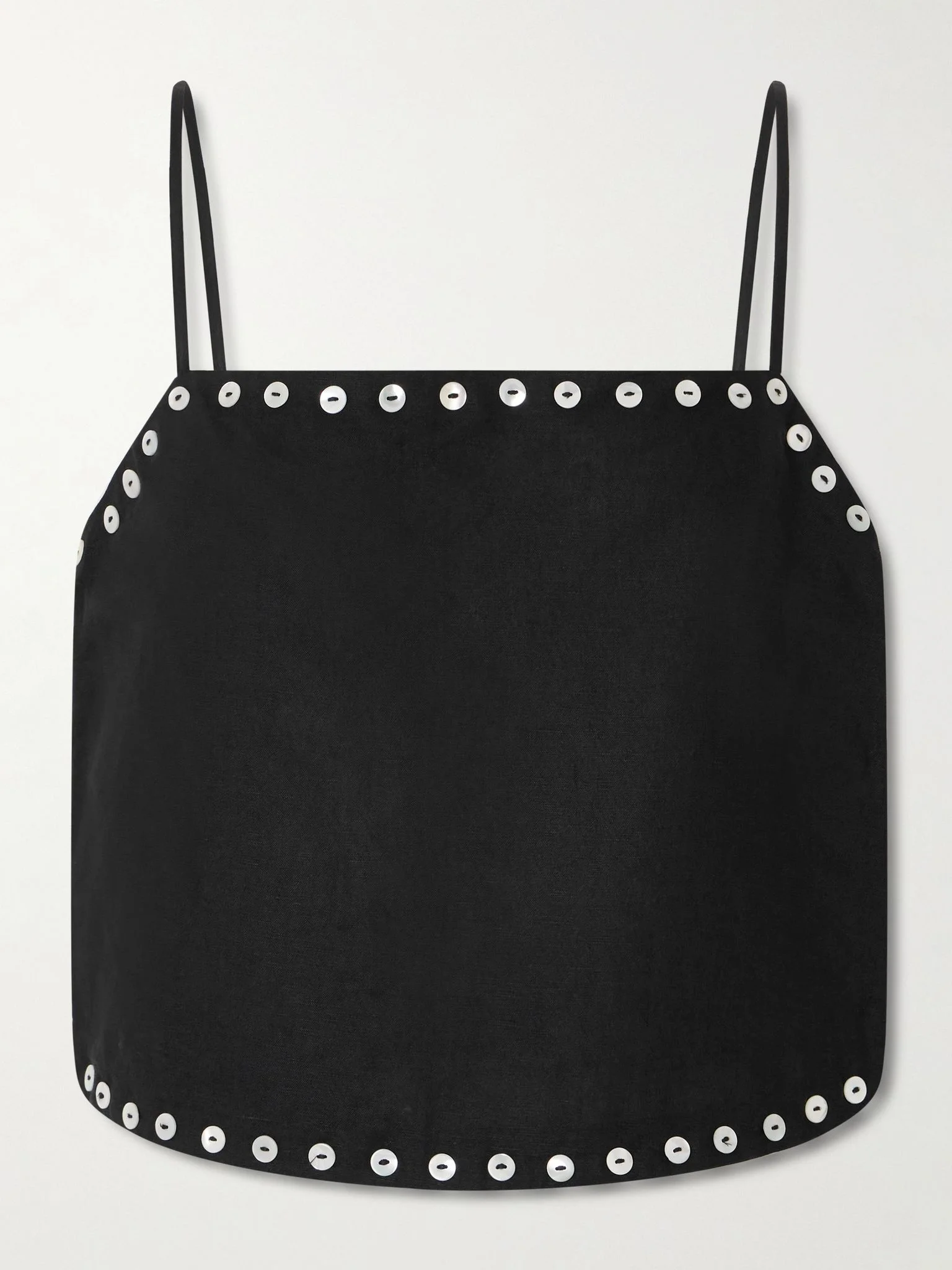 Kirra button-detailed linen-blend tank Black - 1