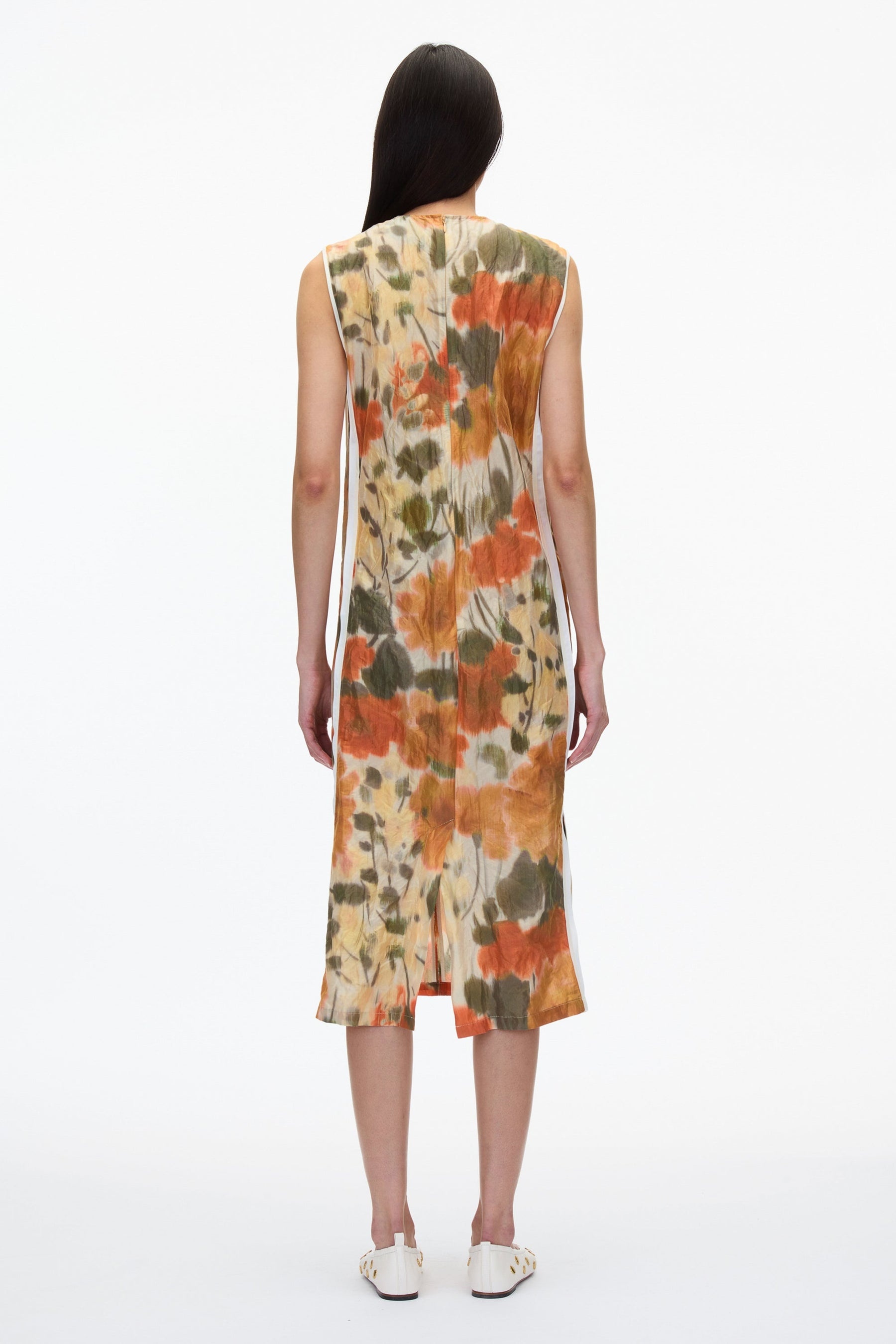 Blurred Marigold Slip Dress w Satin Combo - 4